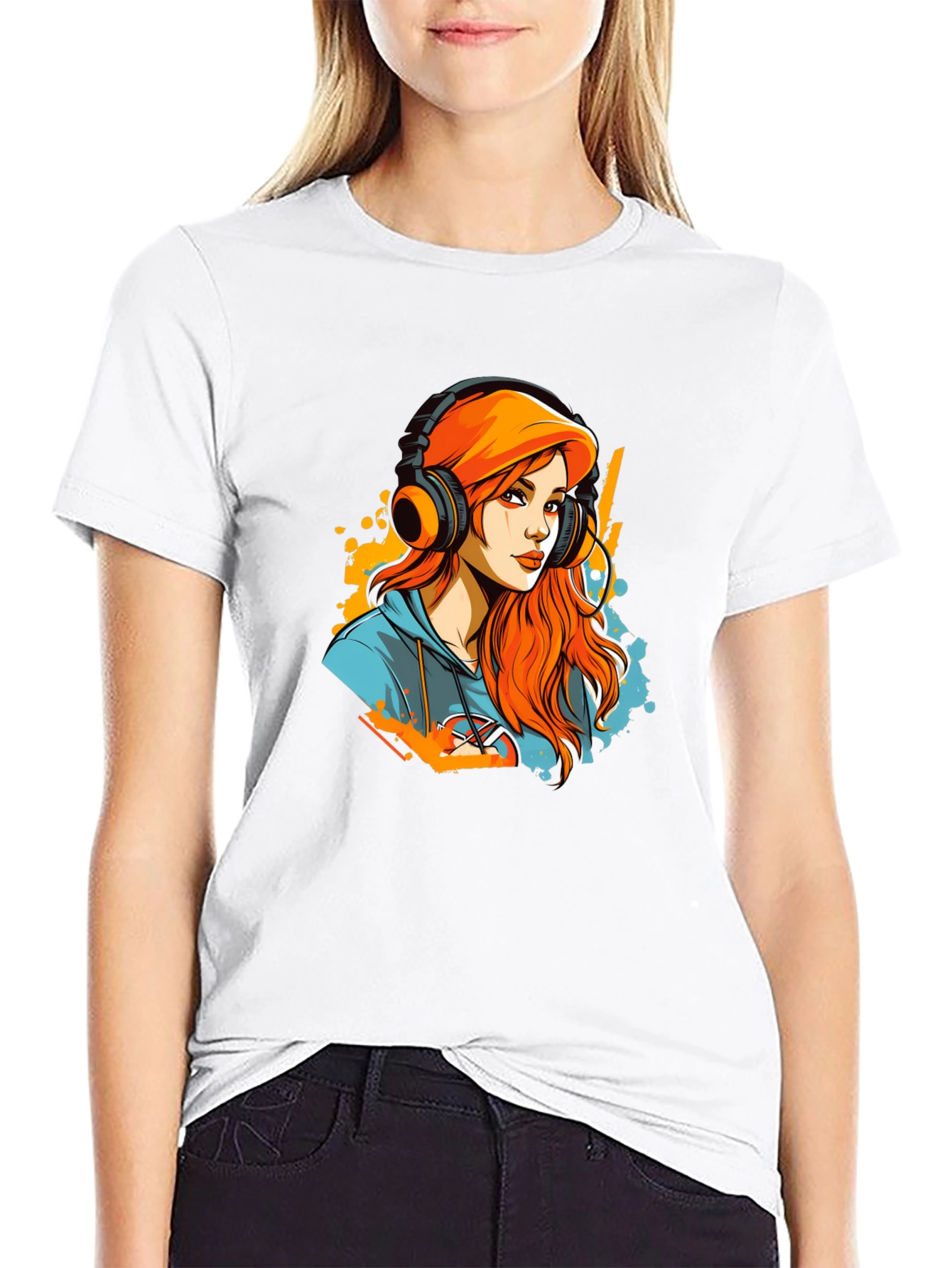 Gamer Girl T-Shirt - Headphone Art Design