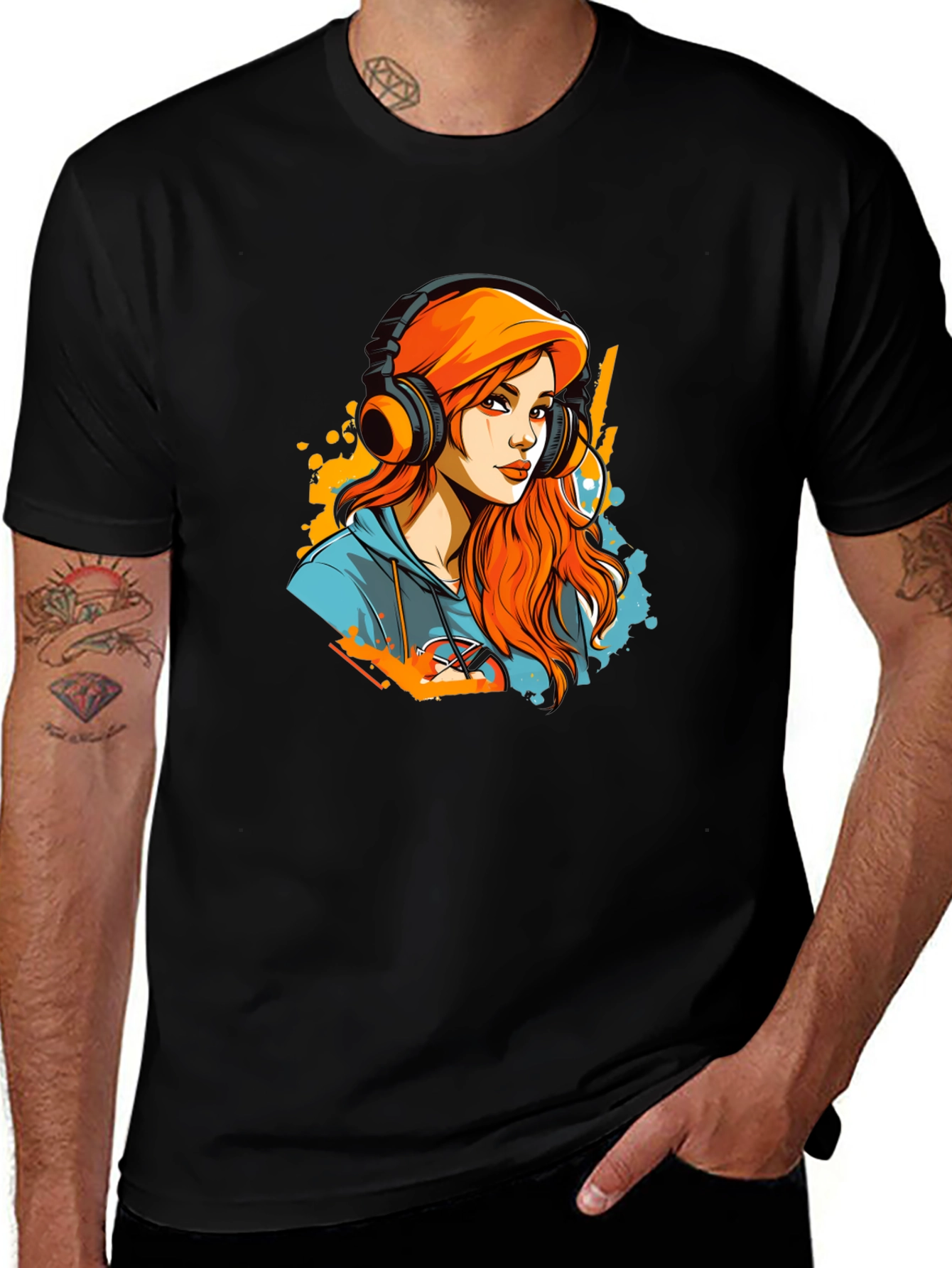 Gamer Girl T-Shirt - Headphone Art Design