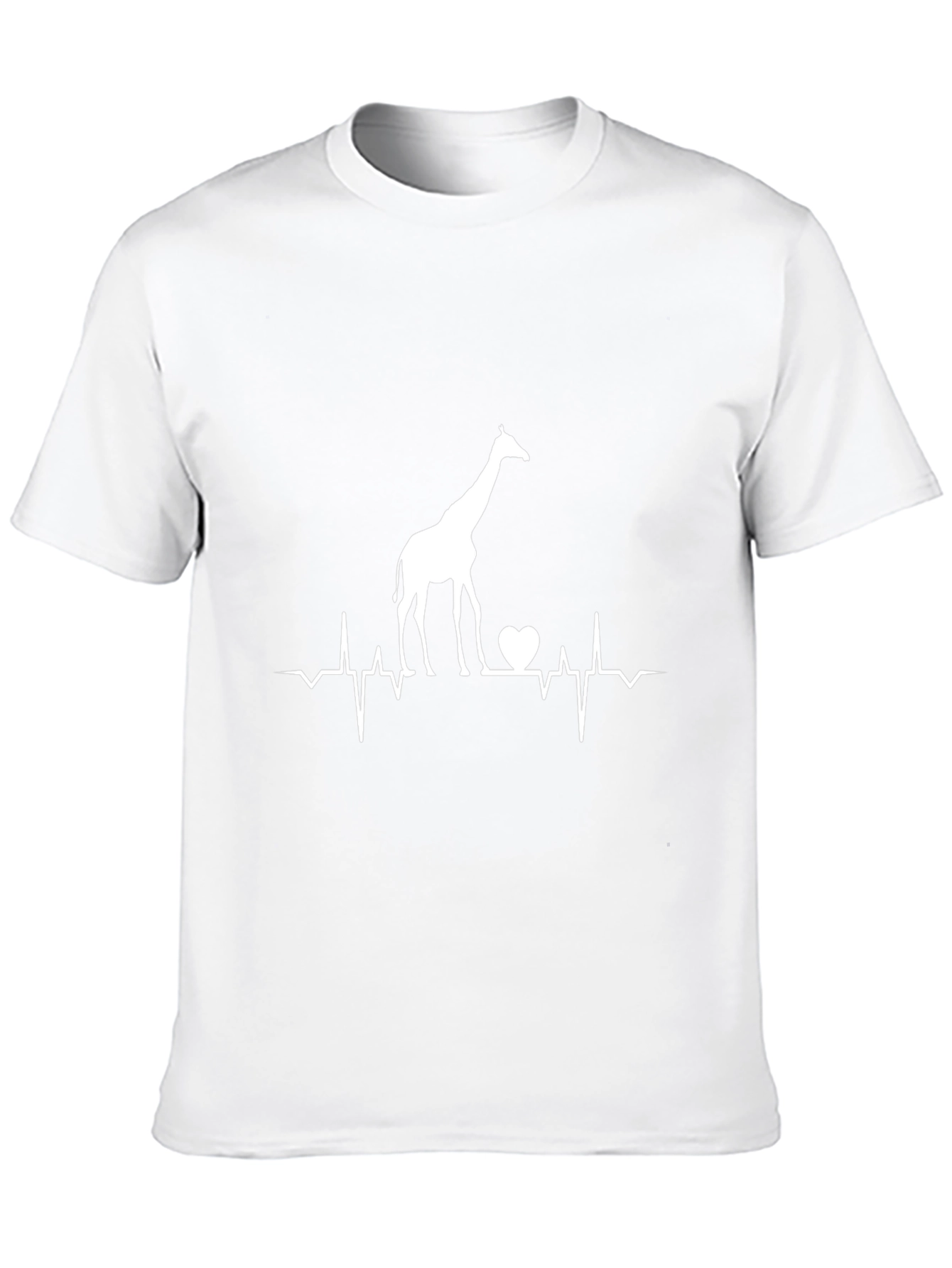 Giraffe Heartbeat Graphic Tee - Black Cotton T-Shirt
