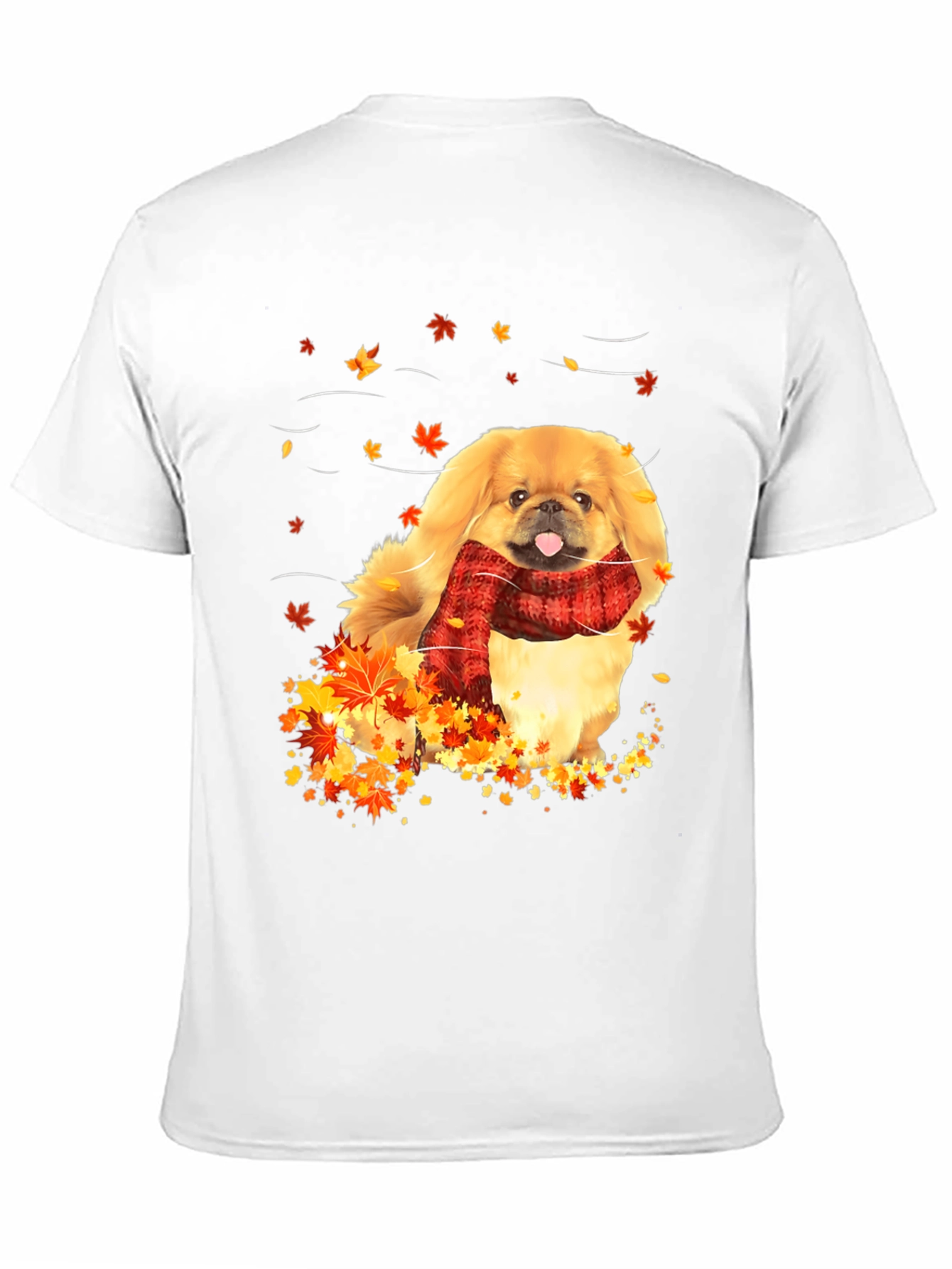Autumn Dog T-Shirt - Cozy Scarf Fall Leaves