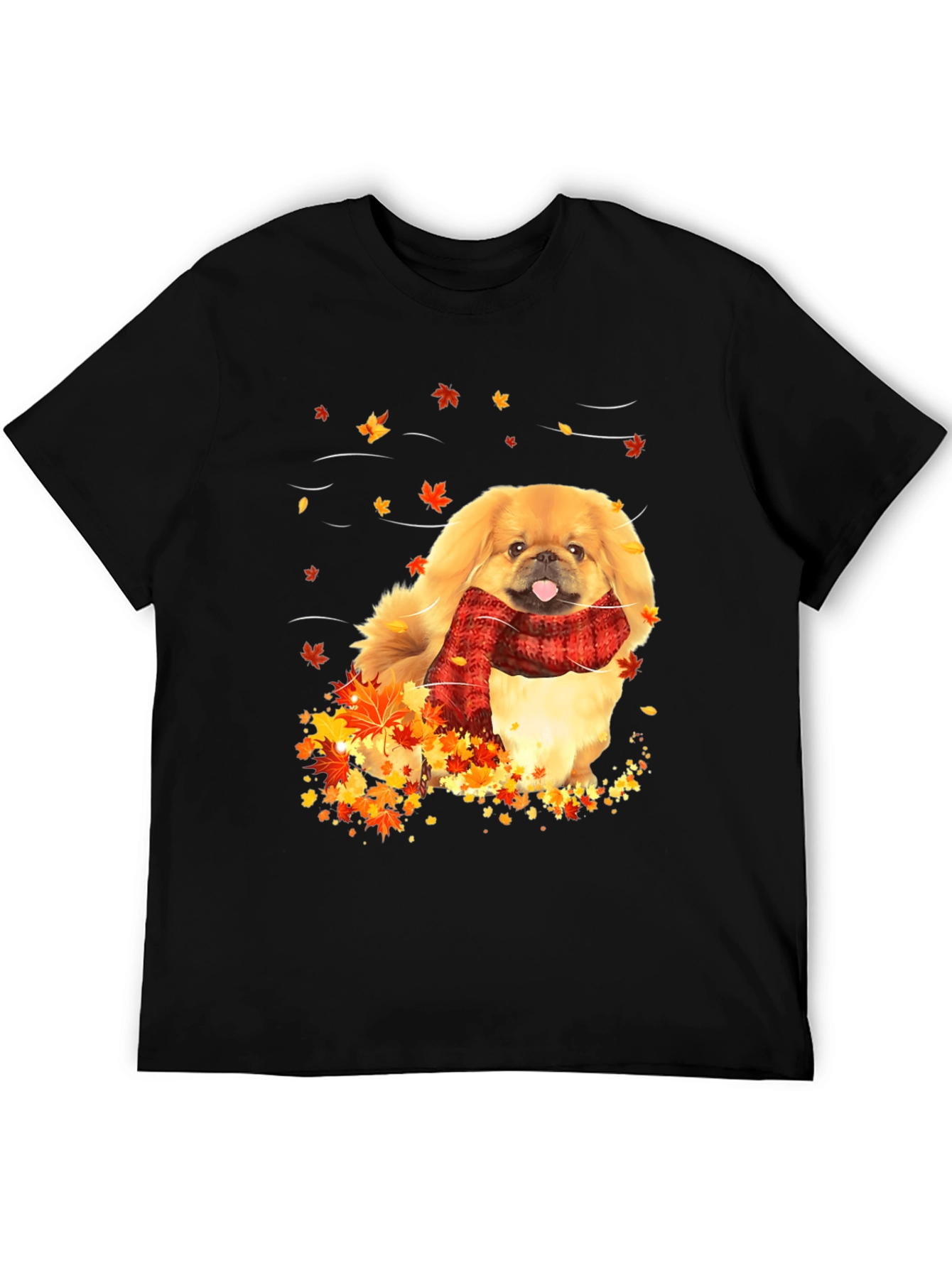 Autumn Dog T-Shirt - Cozy Scarf Fall Leaves