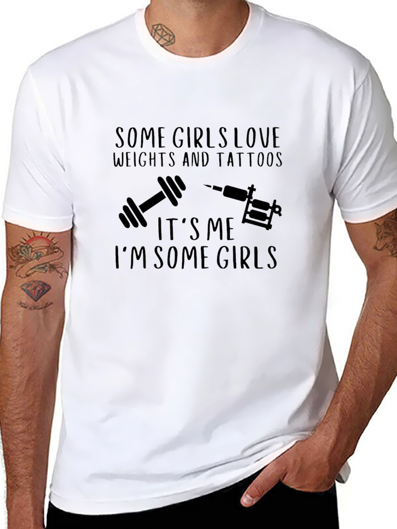 Some Girls Love Weights & Tattoos Black Graphic Tee