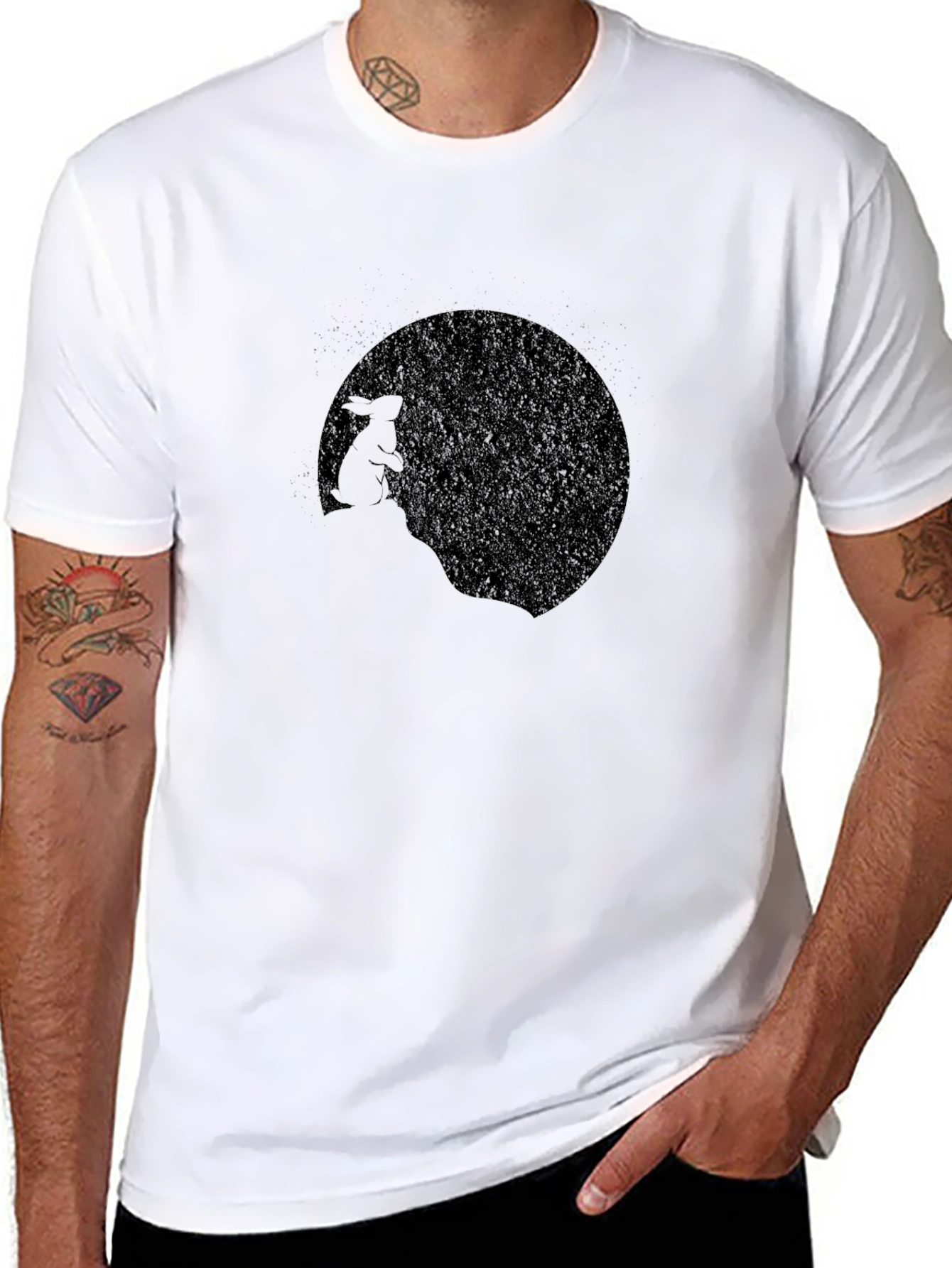 Black Rabbit Moon Graphic T-Shirt