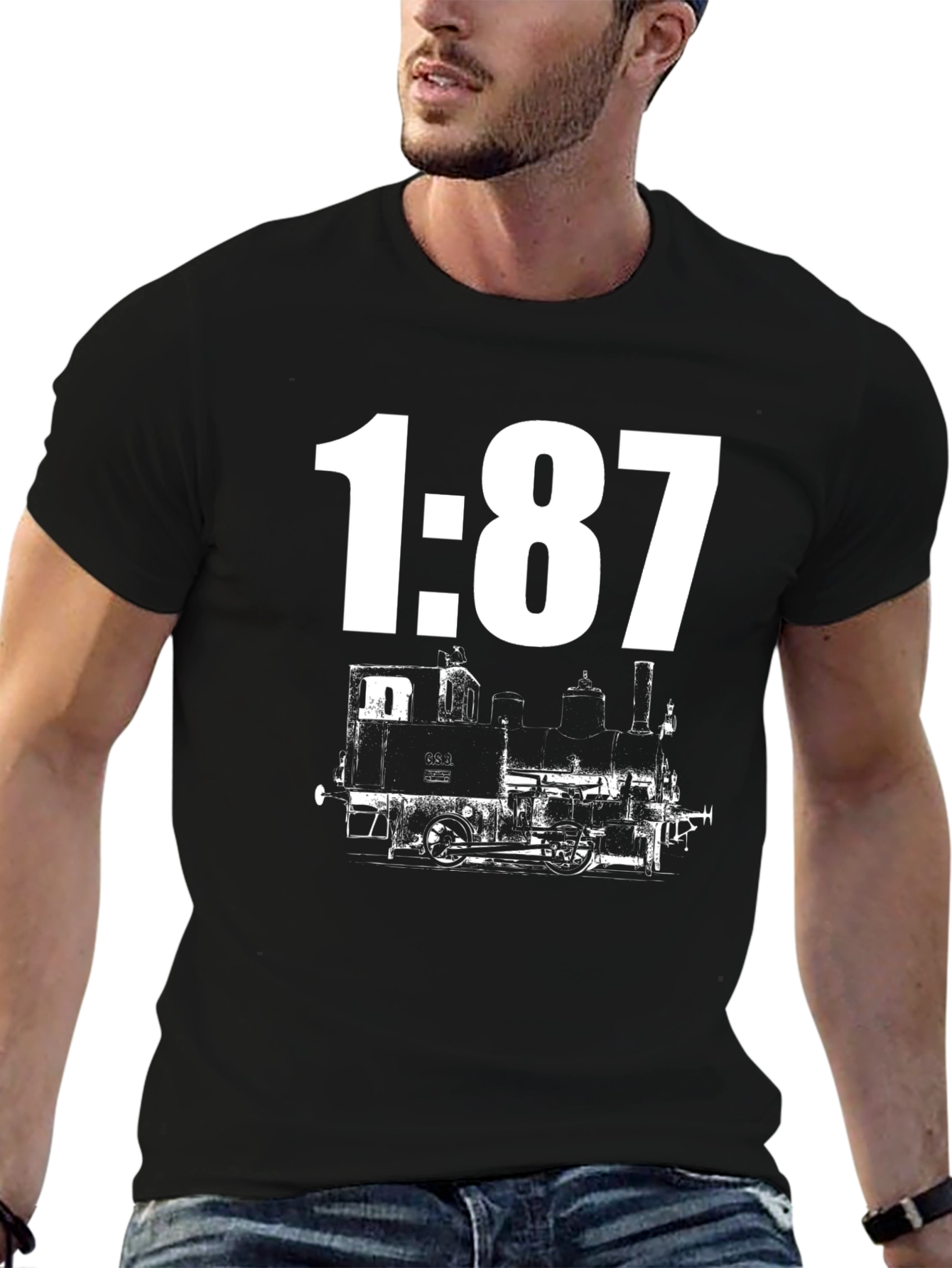 Train 1:87 Scale Graphic Tee - Black Cotton Blend