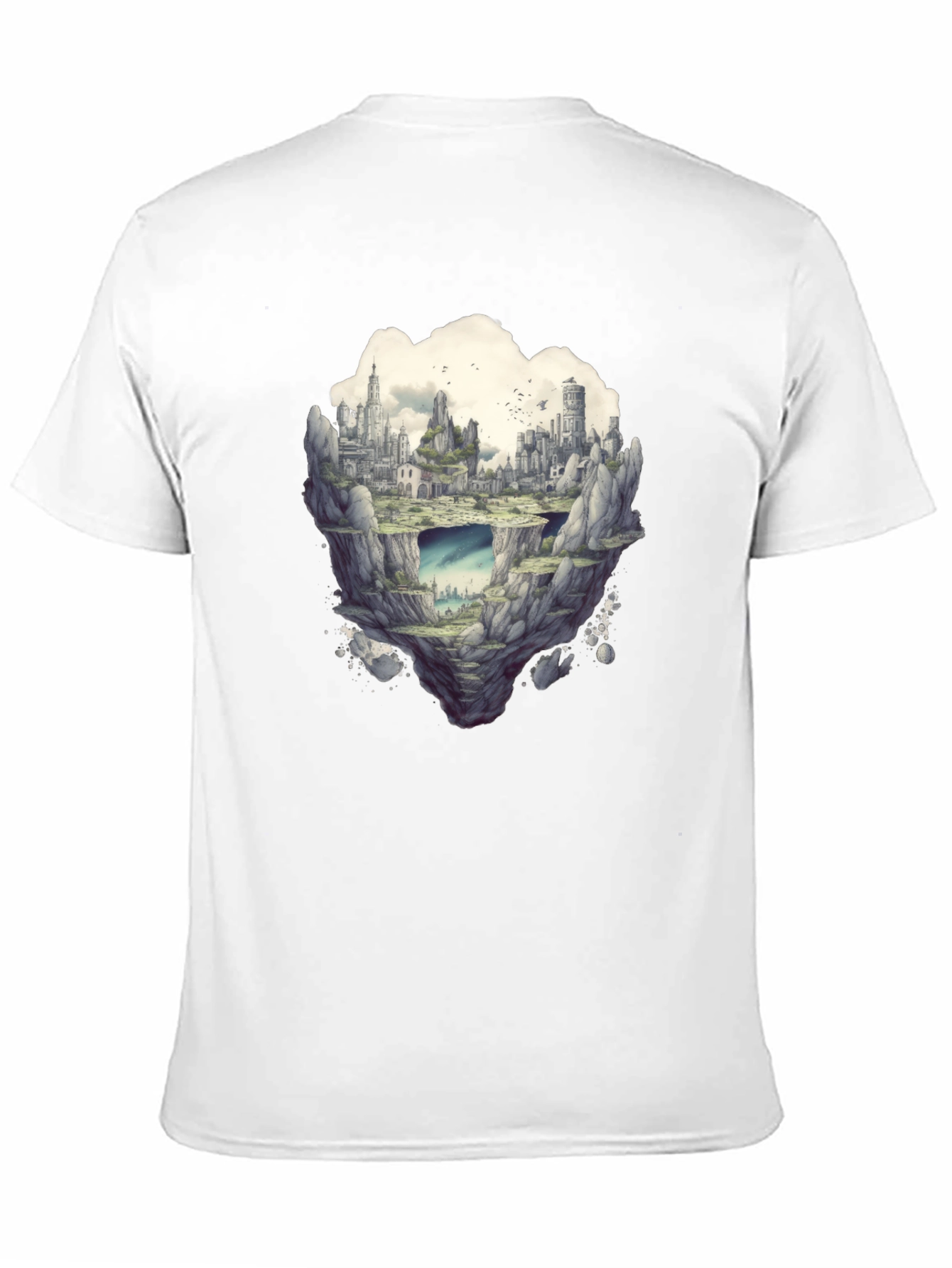 Floating City Graphic Tee - Unique Fantasy Design