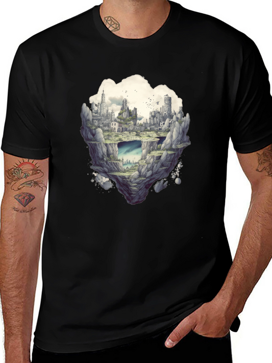 Floating City Graphic Tee - Unique Fantasy Design