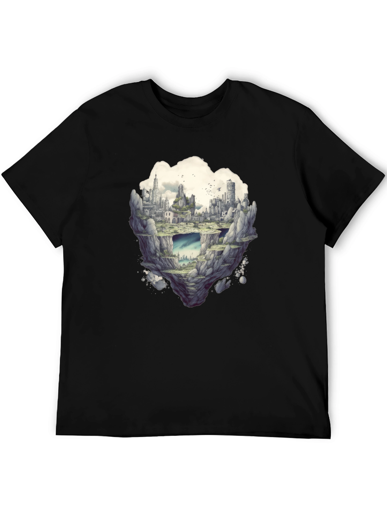 Floating City Graphic Tee - Unique Fantasy Design