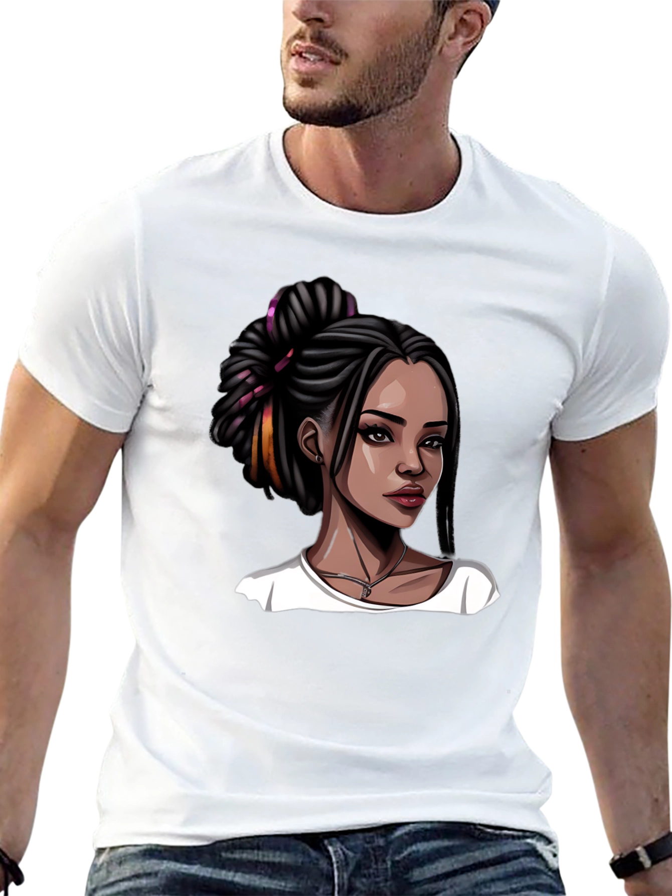 Stylish Woman Graphic Tee - Black T-Shirt