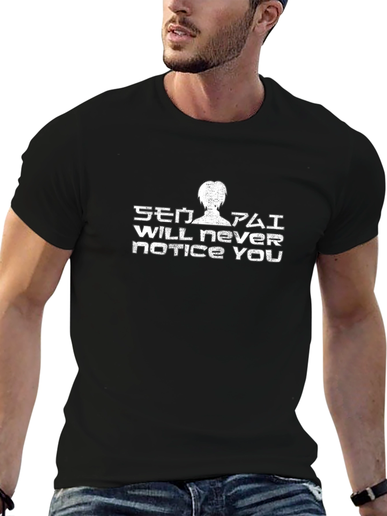 Senpai Will Never Notice You Black T-Shirt