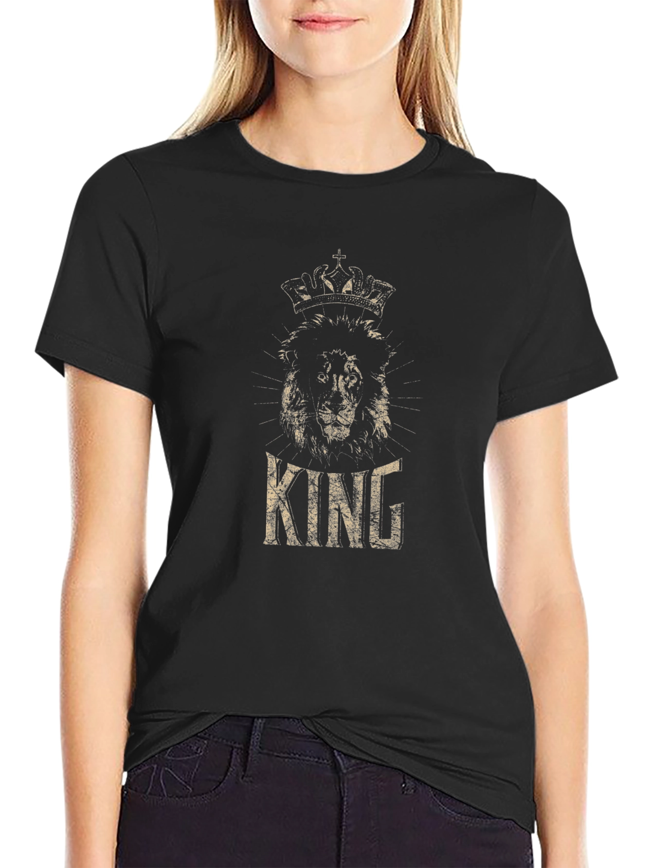 King Lion Crown Black T-Shirt