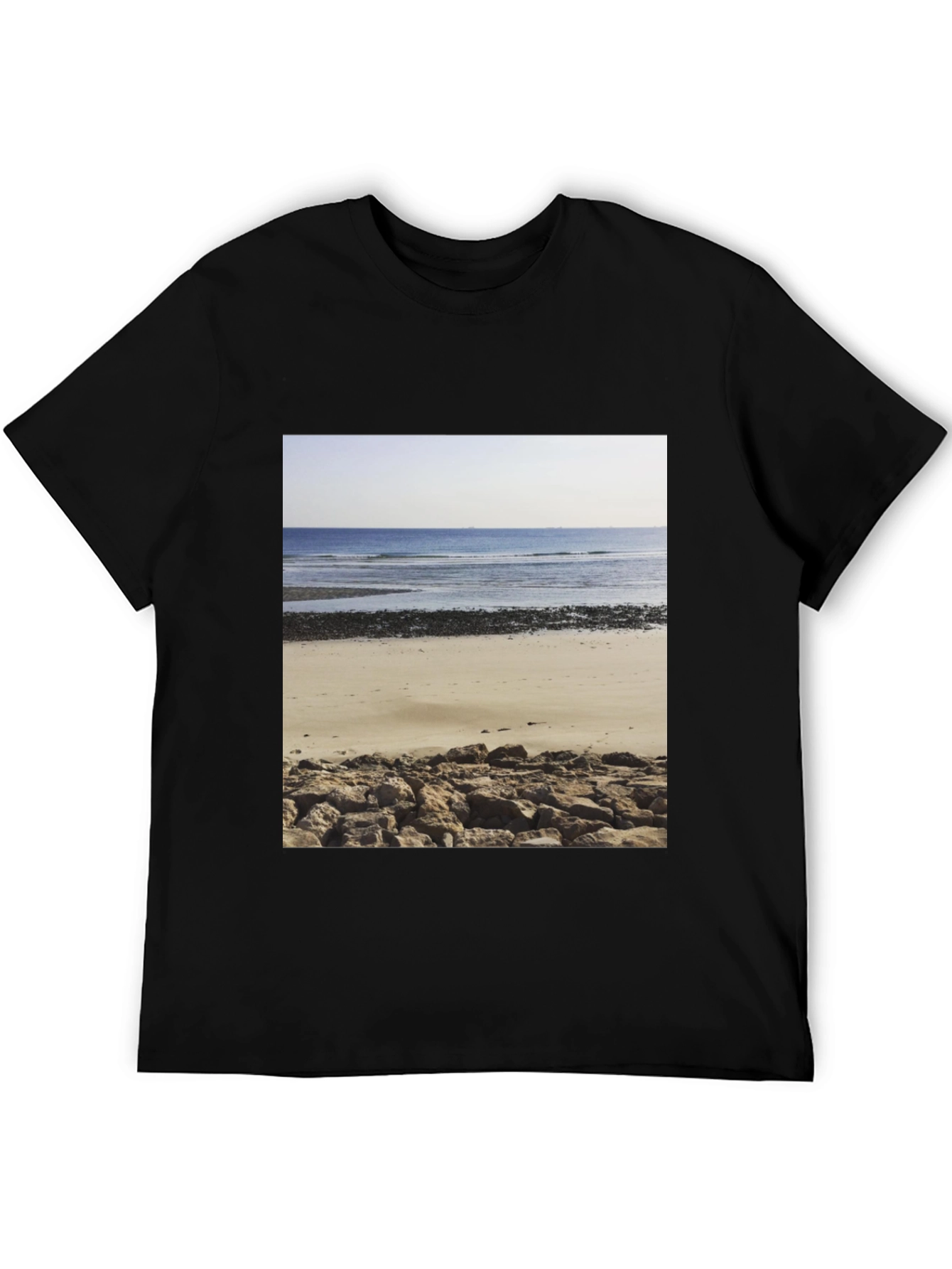 Beach Scene Graphic Tee - Mens Black T-Shirt