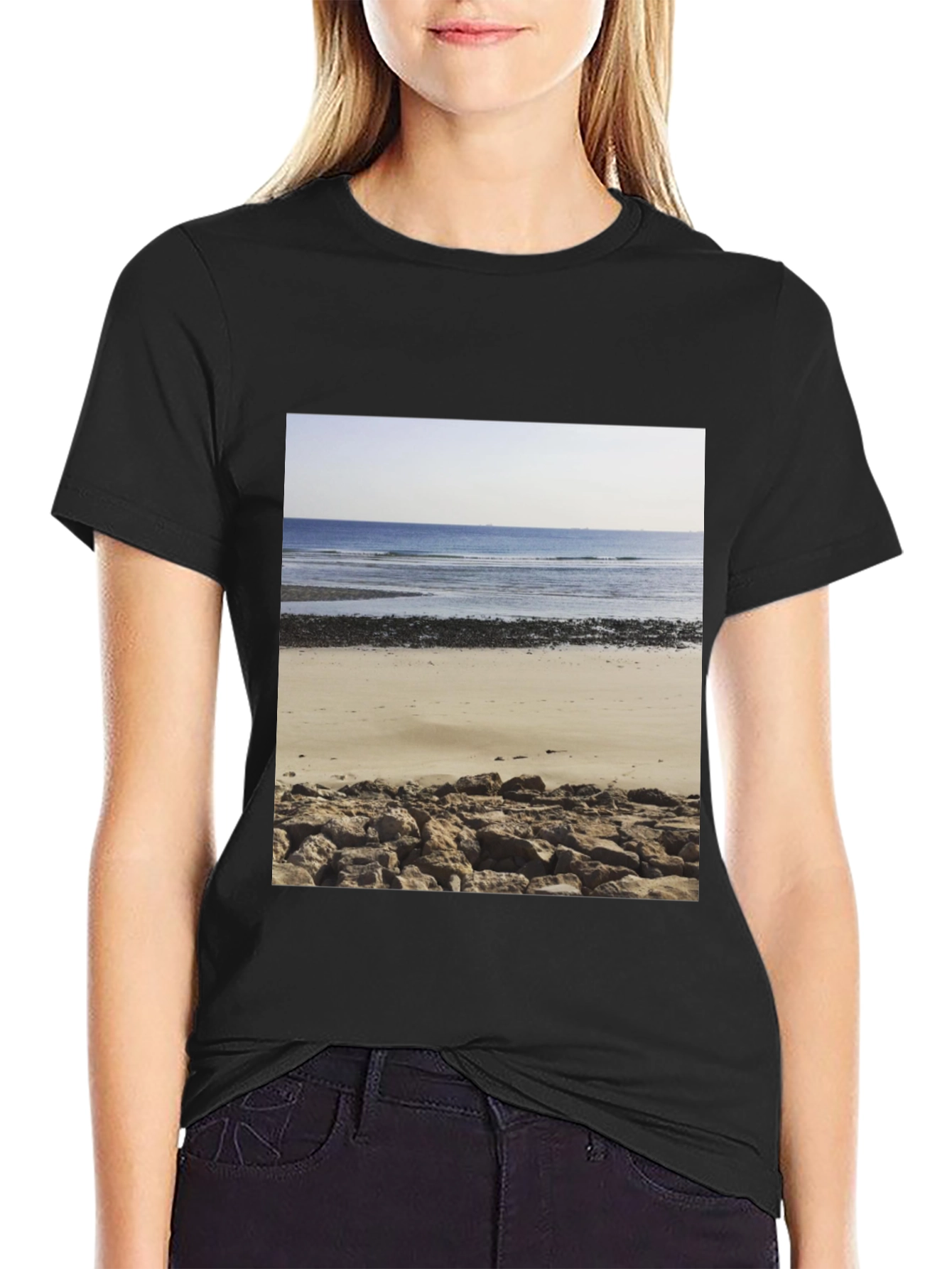 Beach Scene Graphic Tee - Mens Black T-Shirt