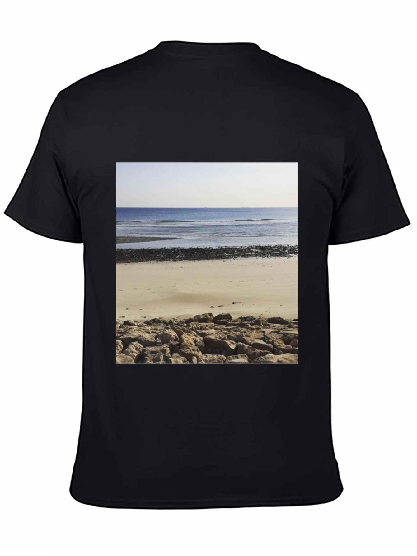 Beach Scene Graphic Tee - Mens Black T-Shirt