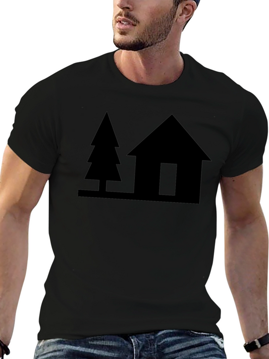 Cabin & Tree Graphic Tee - Solid Black