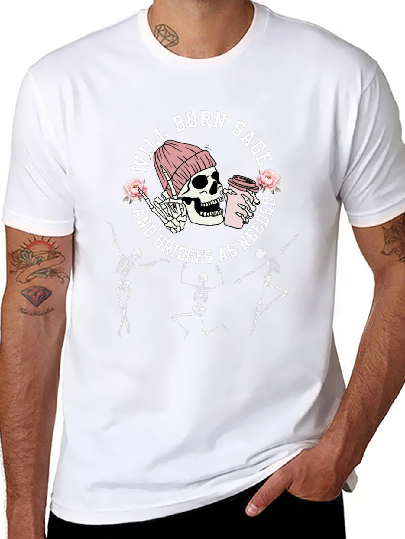 Will Burn Sage Skeleton Graphic Tee