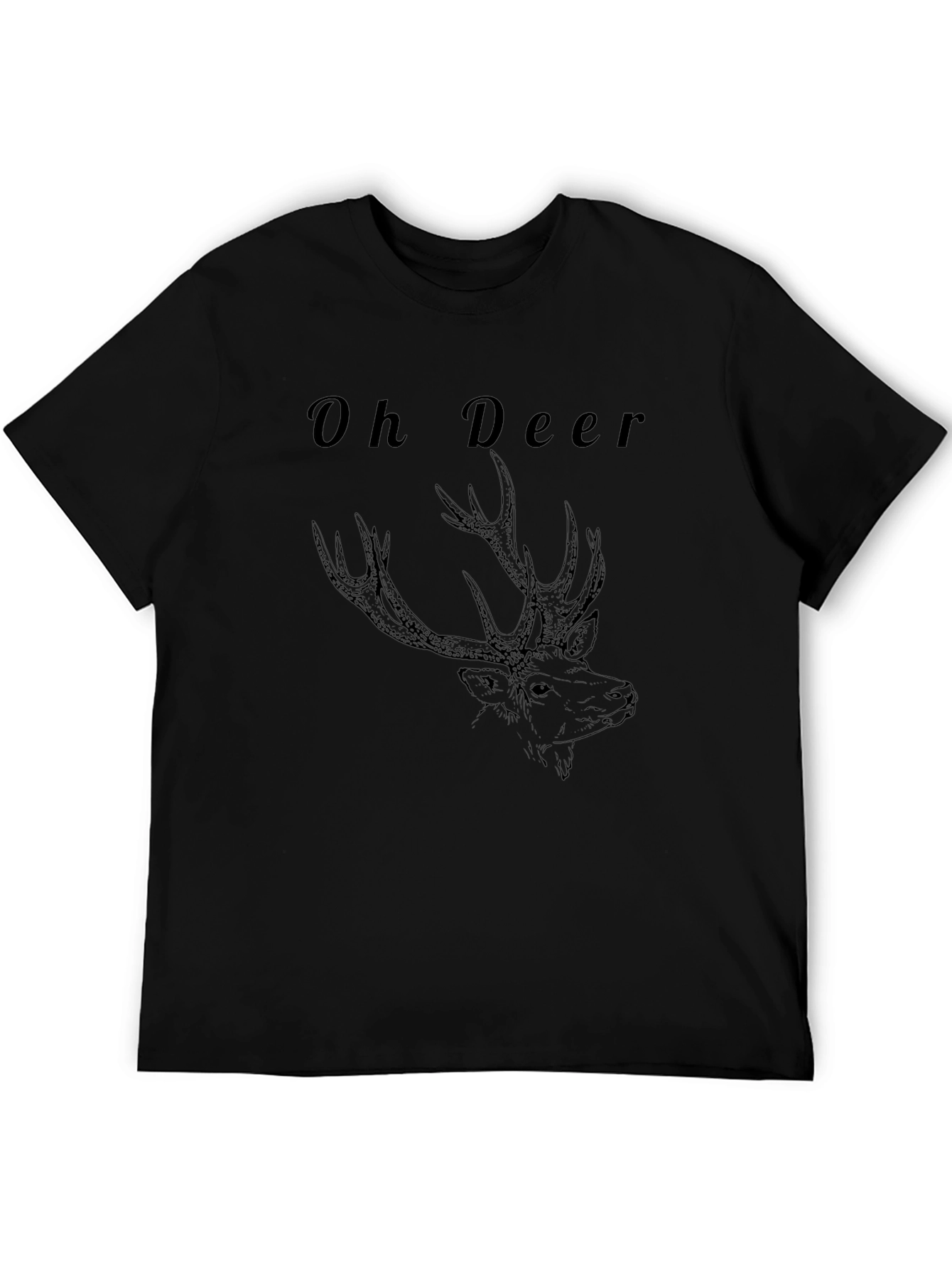 Oh Deer Graphic Tee - Black Casual T-Shirt