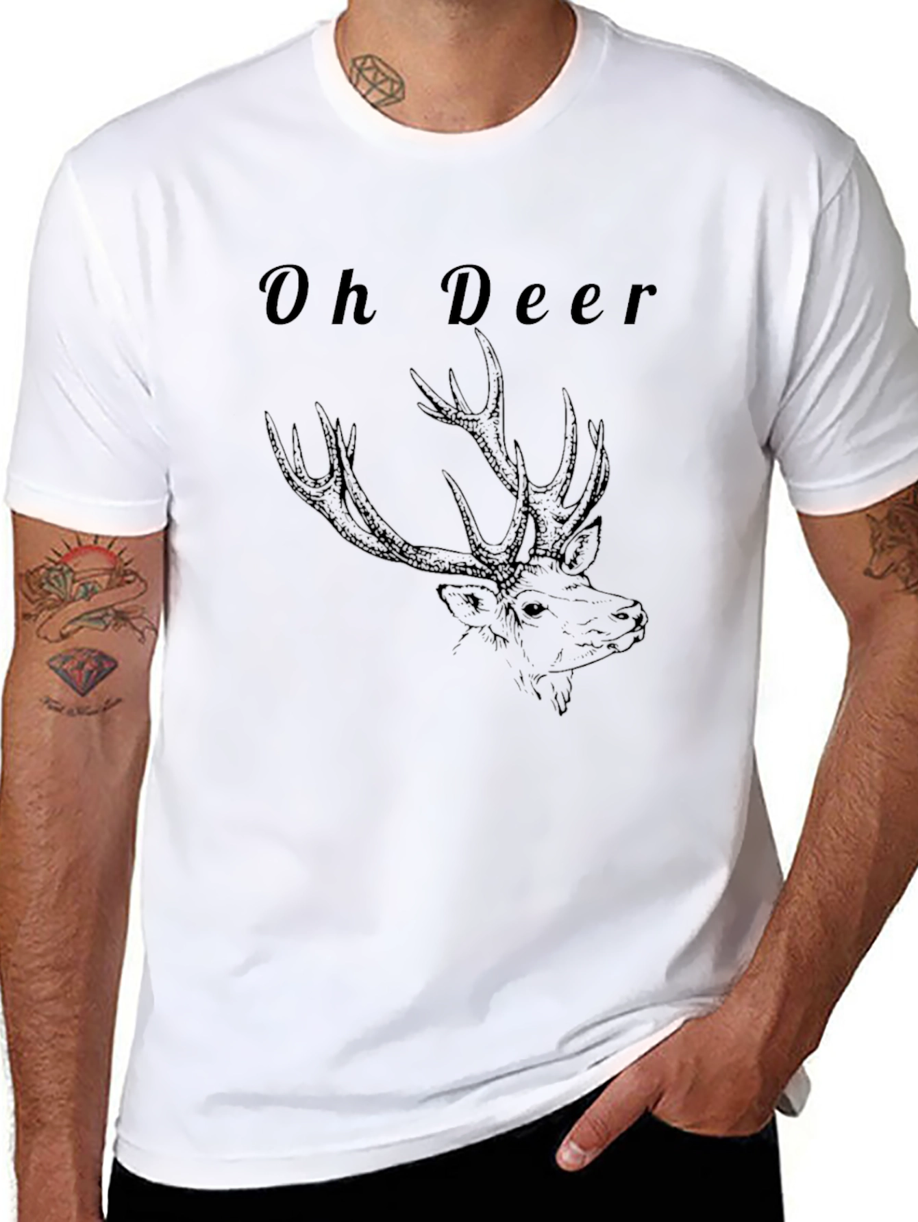 Oh Deer Graphic Tee - Black Casual T-Shirt