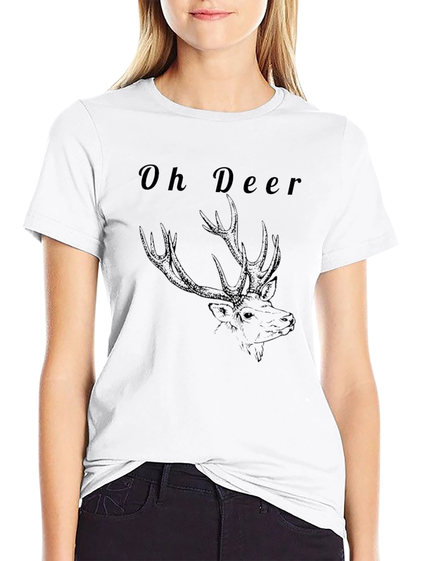 Oh Deer Graphic Tee - Black Casual T-Shirt