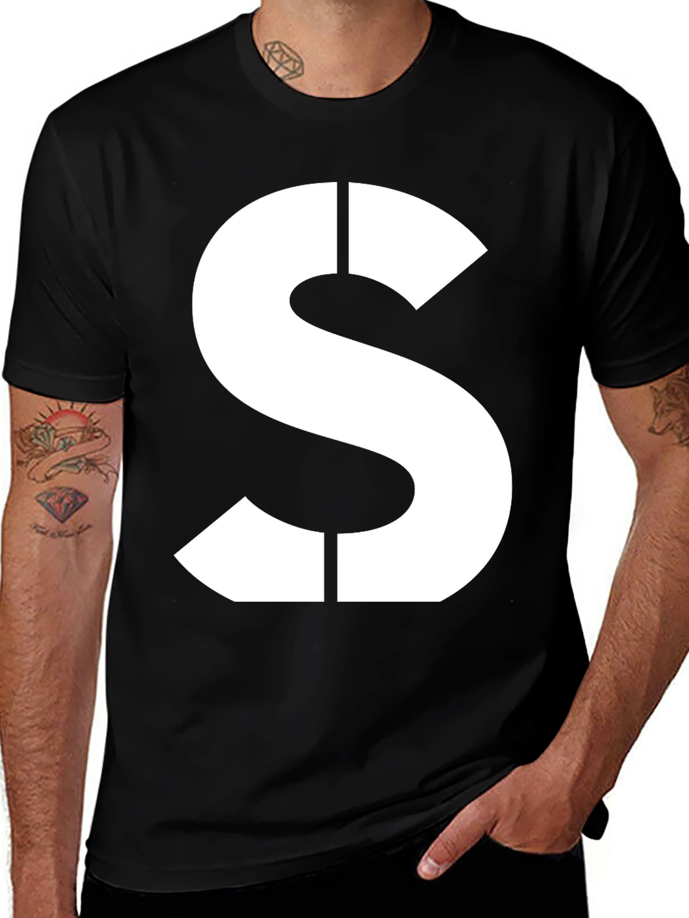 Bold S Graphic Tee - Classic Black Cotton