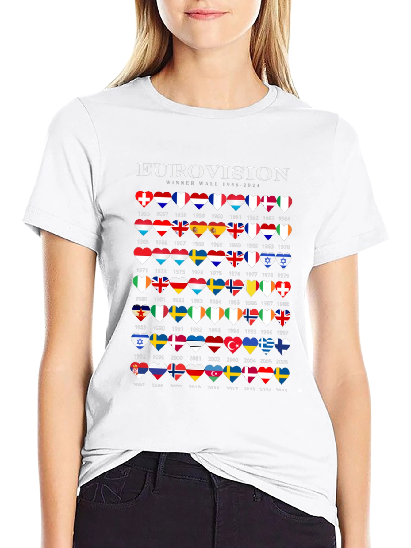 Eurovision Winner Wall 1956-2024 Black T-Shirt