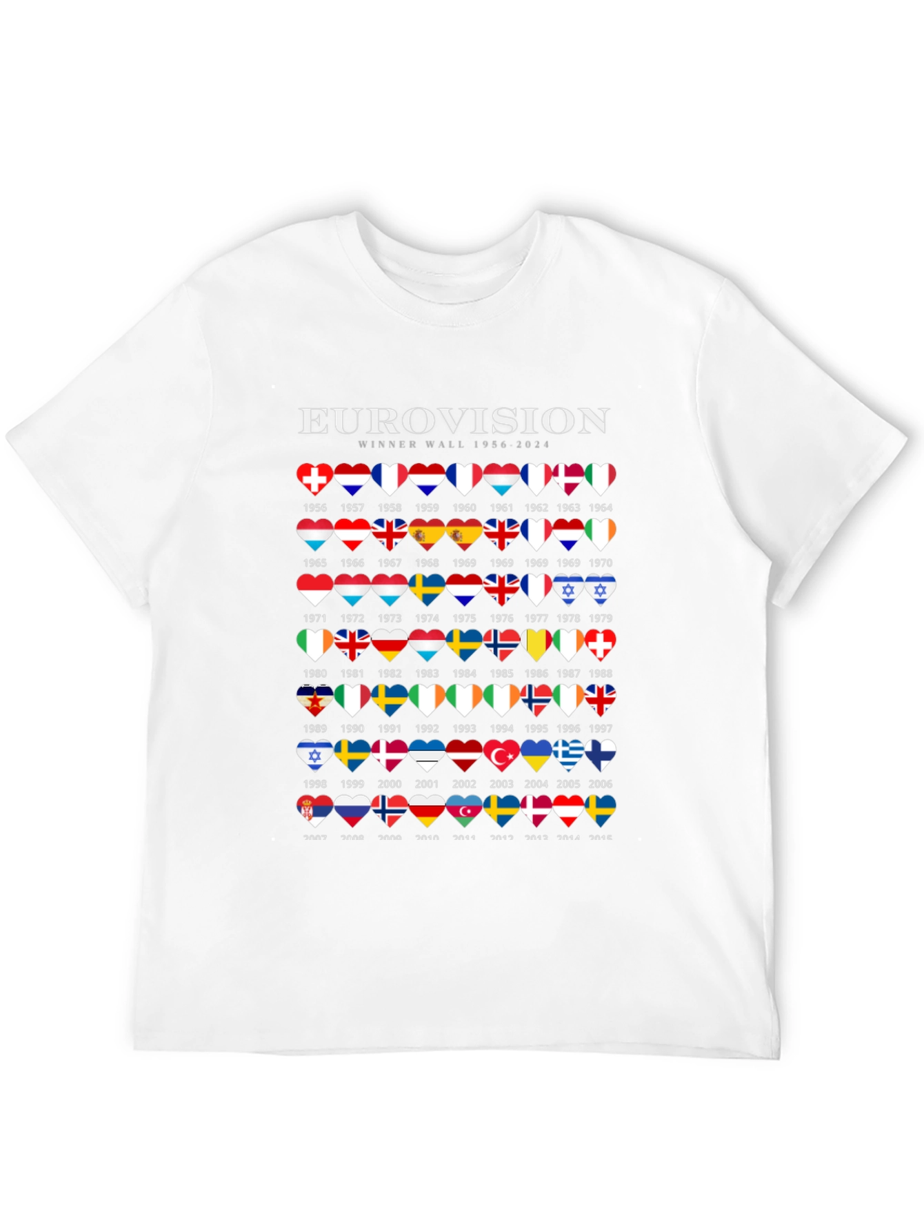 Eurovision Winner Wall 1956-2024 Black T-Shirt