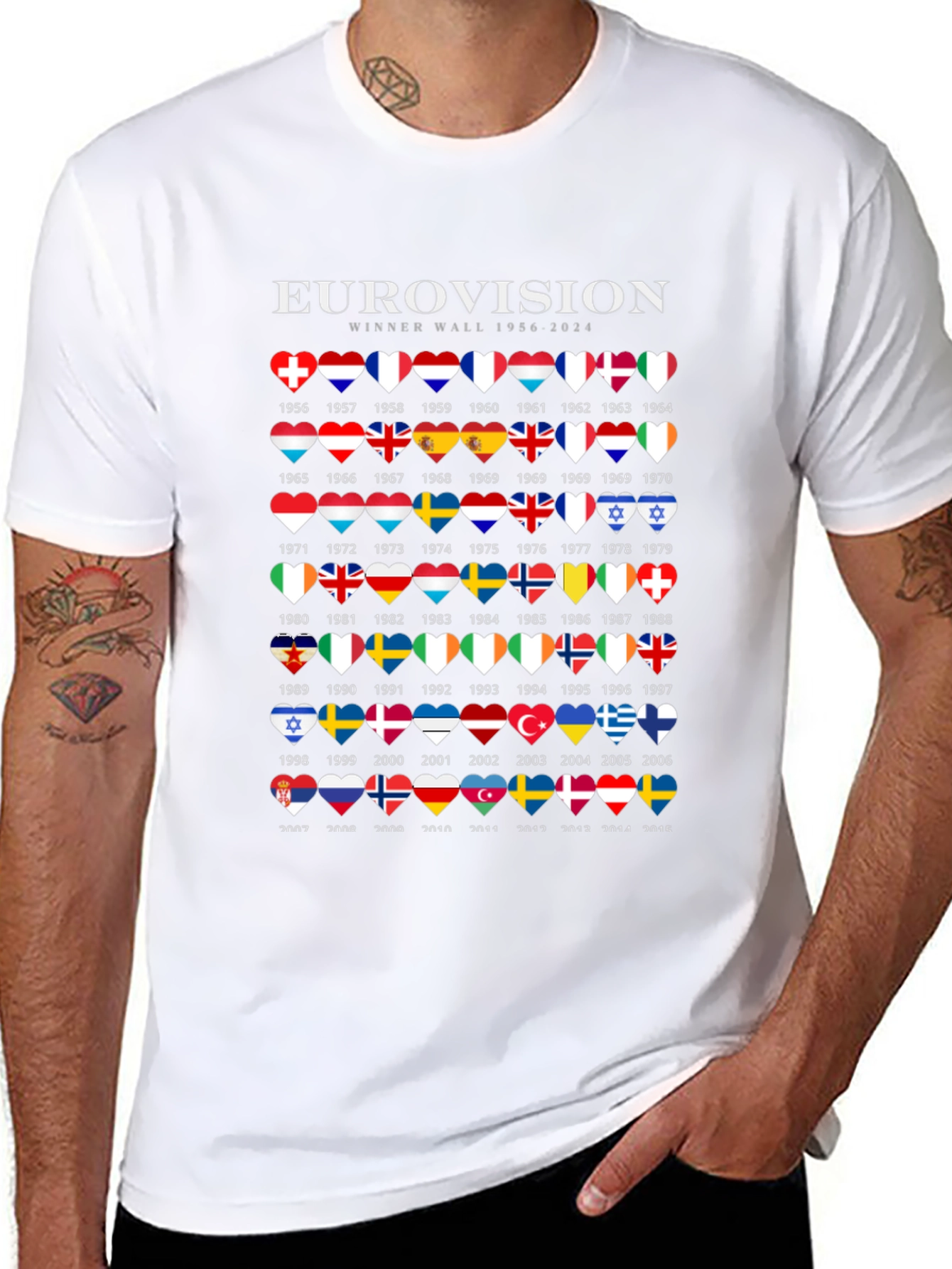 Eurovision Winner Wall 1956-2024 Black T-Shirt