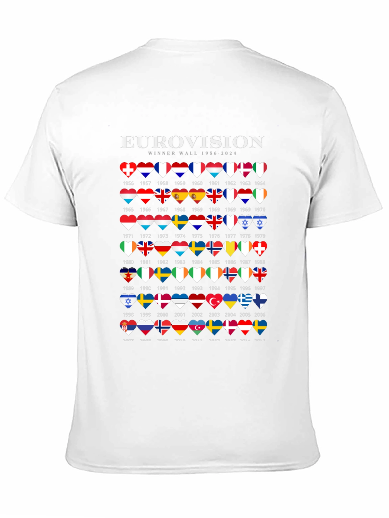Eurovision Winner Wall 1956-2024 Black T-Shirt