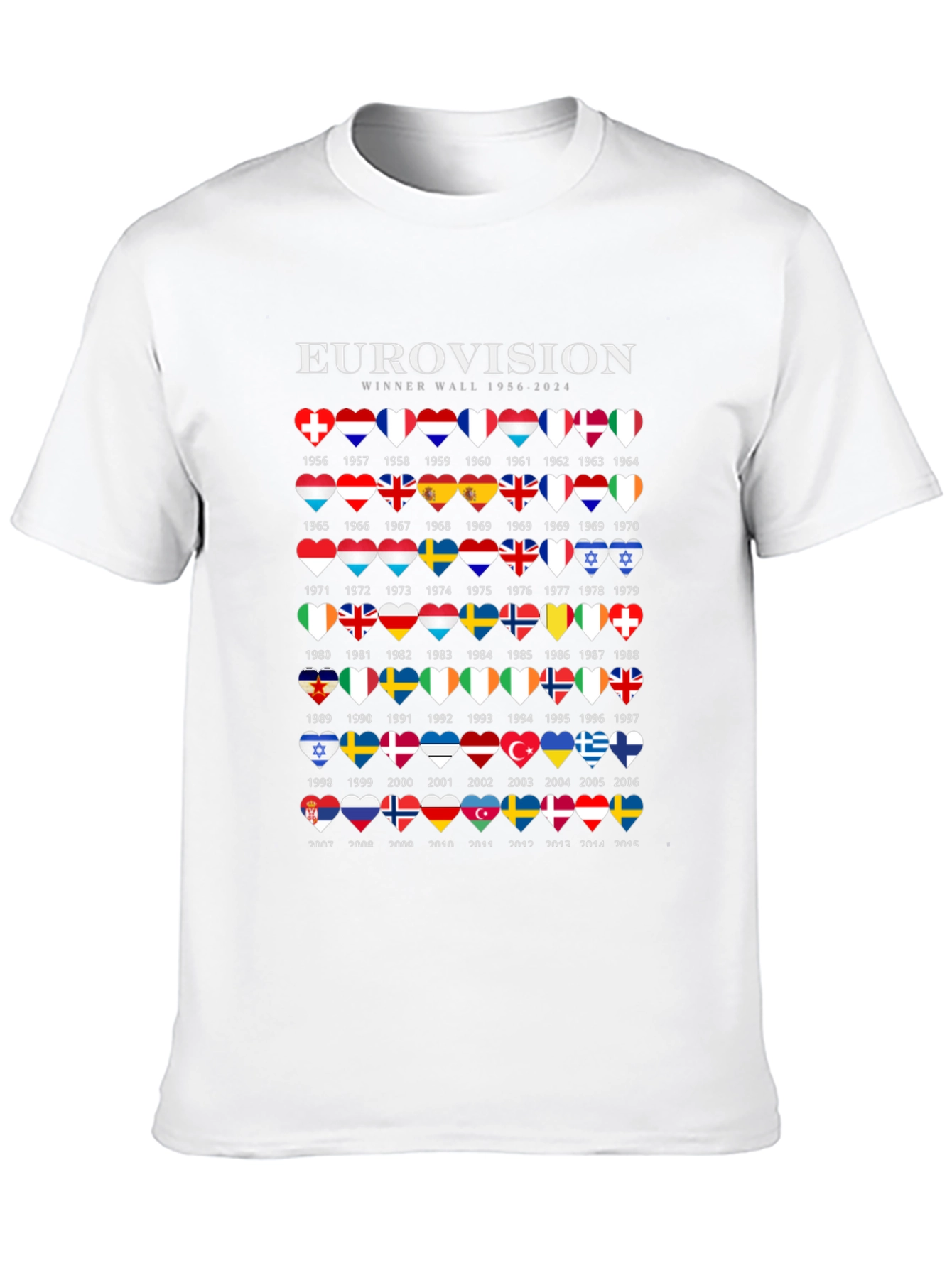 Eurovision Winner Wall 1956-2024 Black T-Shirt