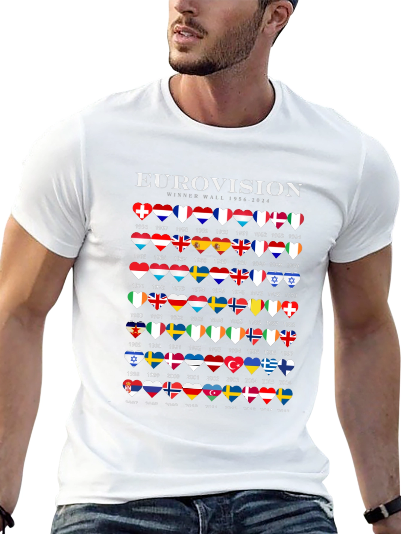 Eurovision Winner Wall 1956-2024 Black T-Shirt