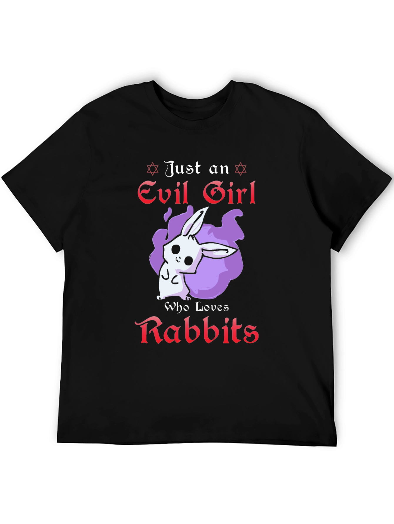 Evil Girl Loves Rabbits T-Shirt - Black