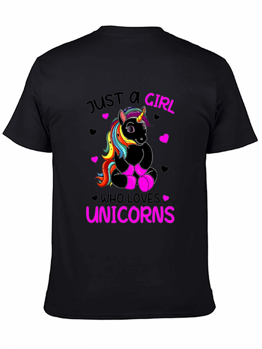 Unicorn Lover Girls Graphic Tee - Black