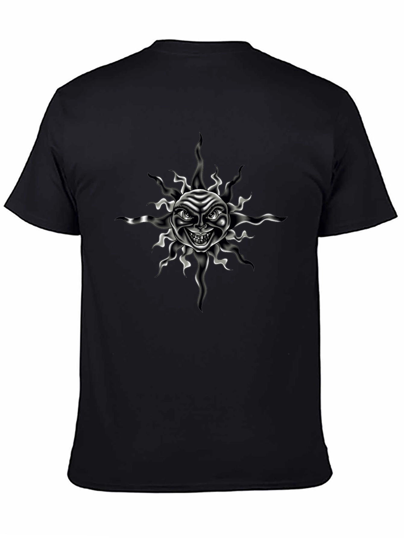 Mens Black T-Shirt with Evil Sun Graphic Print