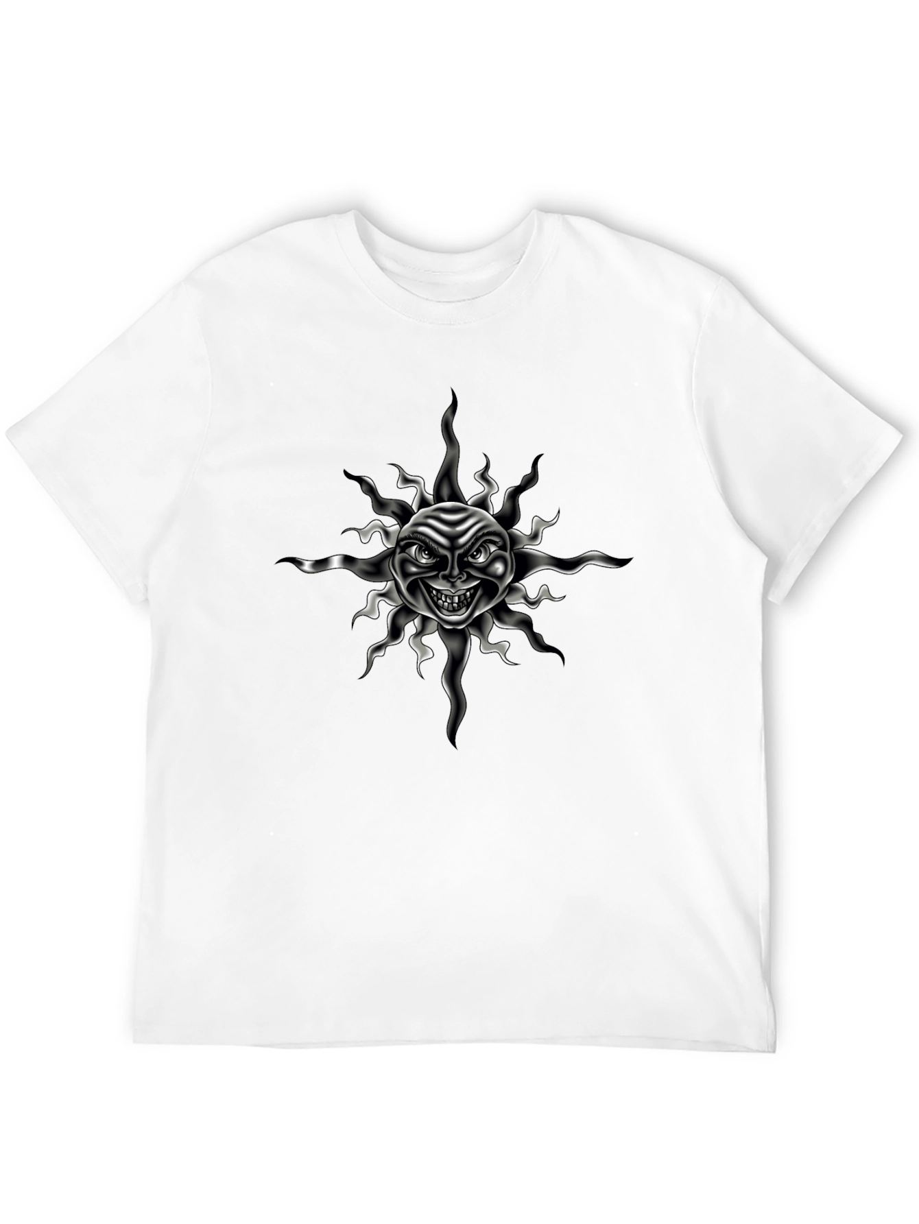 Mens Black T-Shirt with Evil Sun Graphic Print