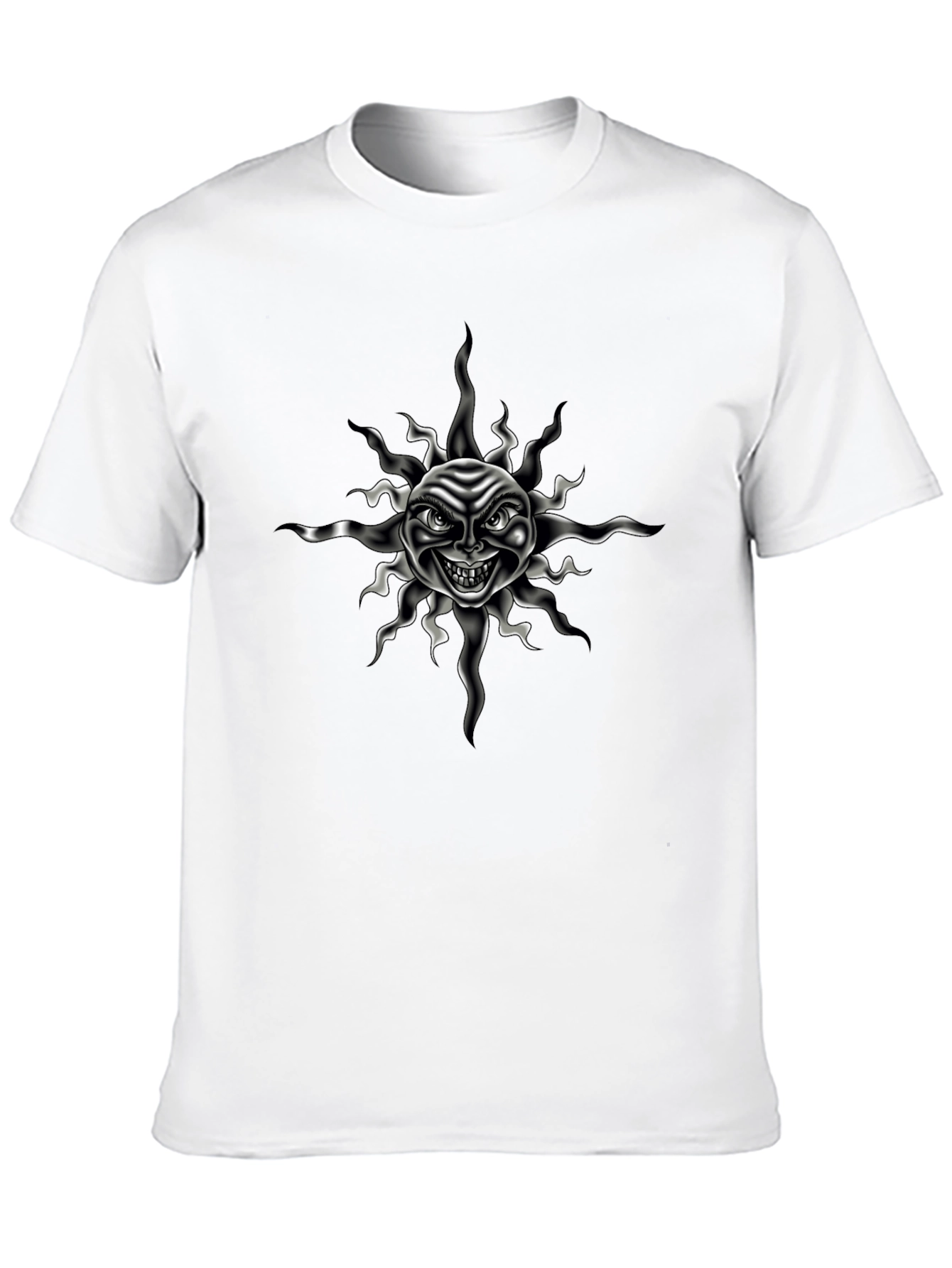 Mens Black T-Shirt with Evil Sun Graphic Print