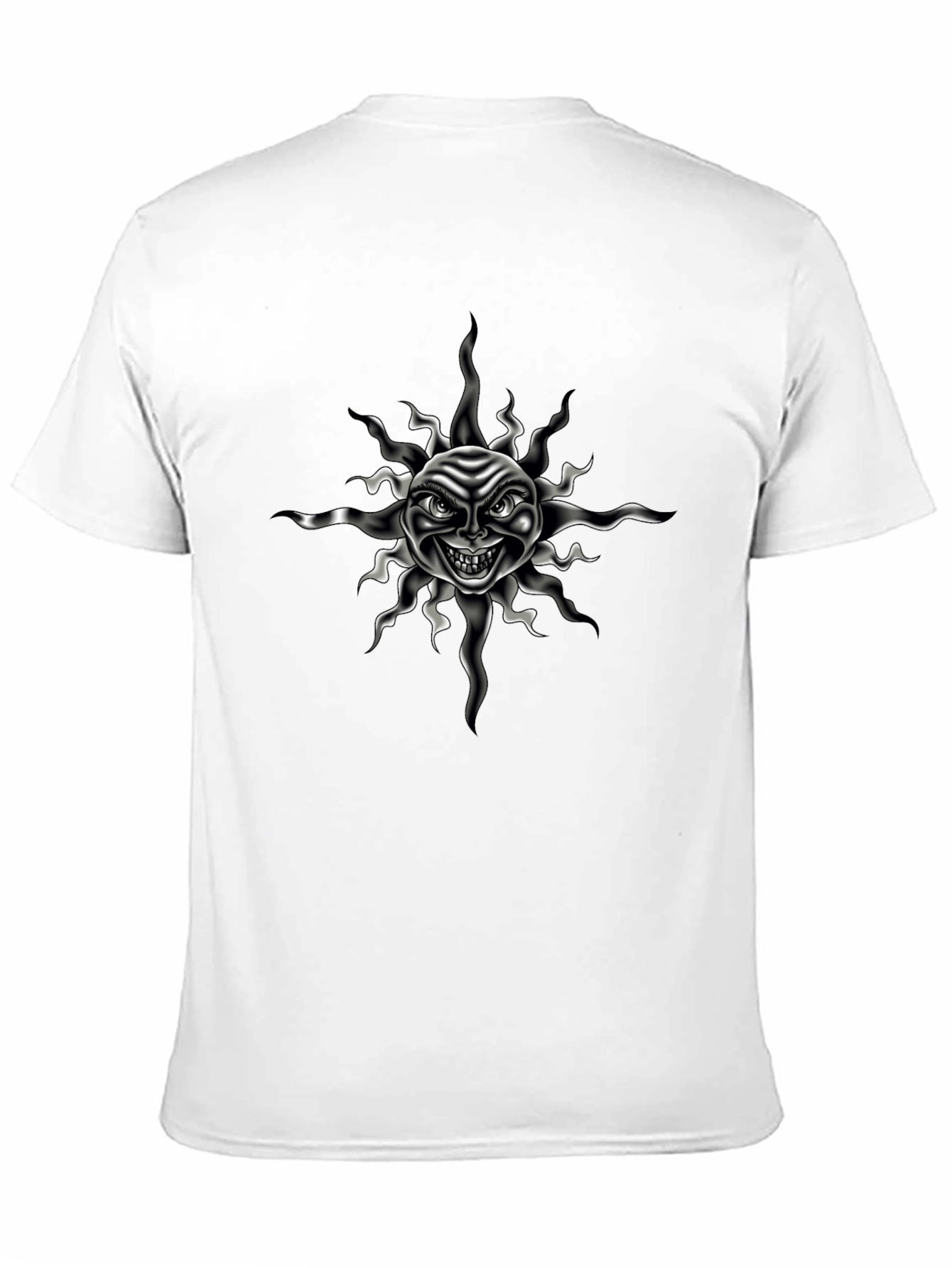 Mens Black T-Shirt with Evil Sun Graphic Print