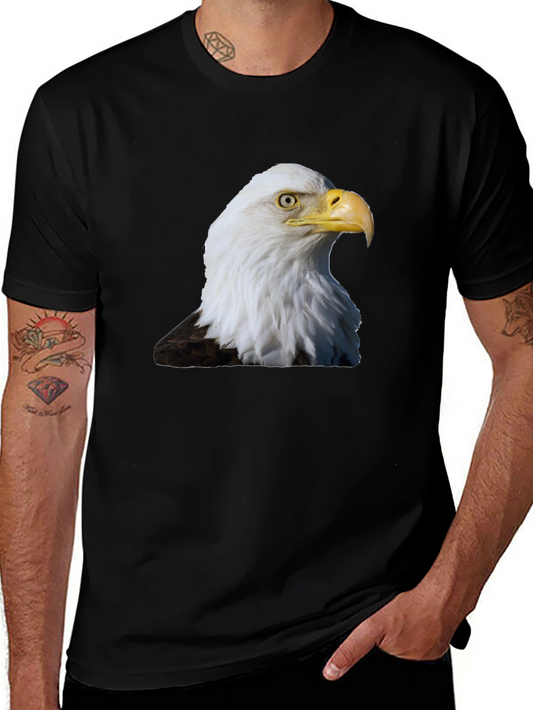 Bald Eagle Graphic Print T-Shirt - Black