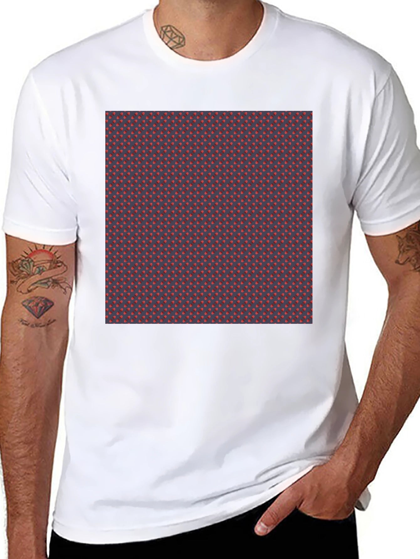 Patterned Tee - Stylish Black Crew Neck T-Shirt