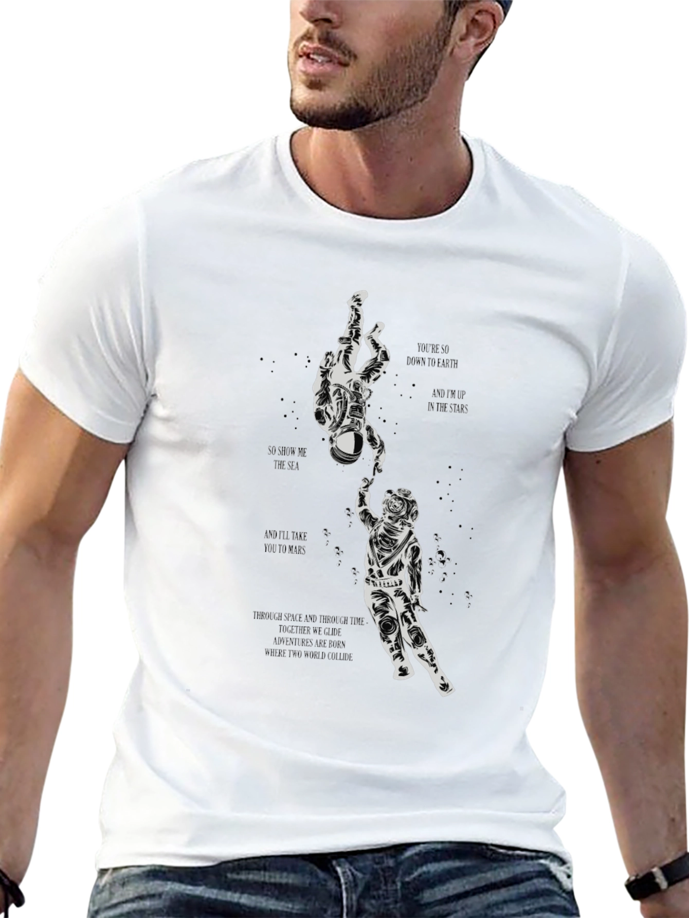 Astronaut Reach Graphic Tee - Space Lovers T-Shirt