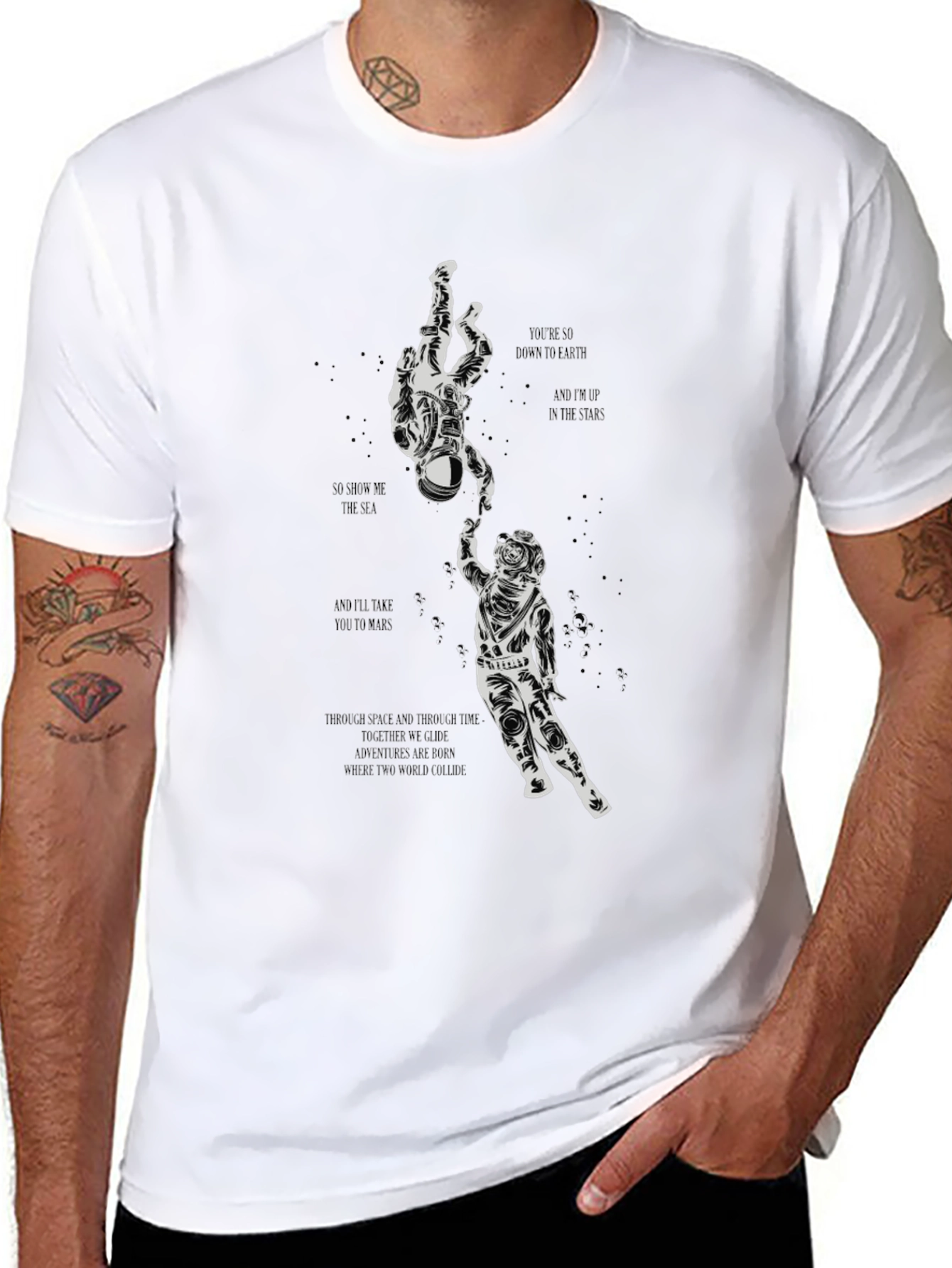 Astronaut Reach Graphic Tee - Space Lovers T-Shirt