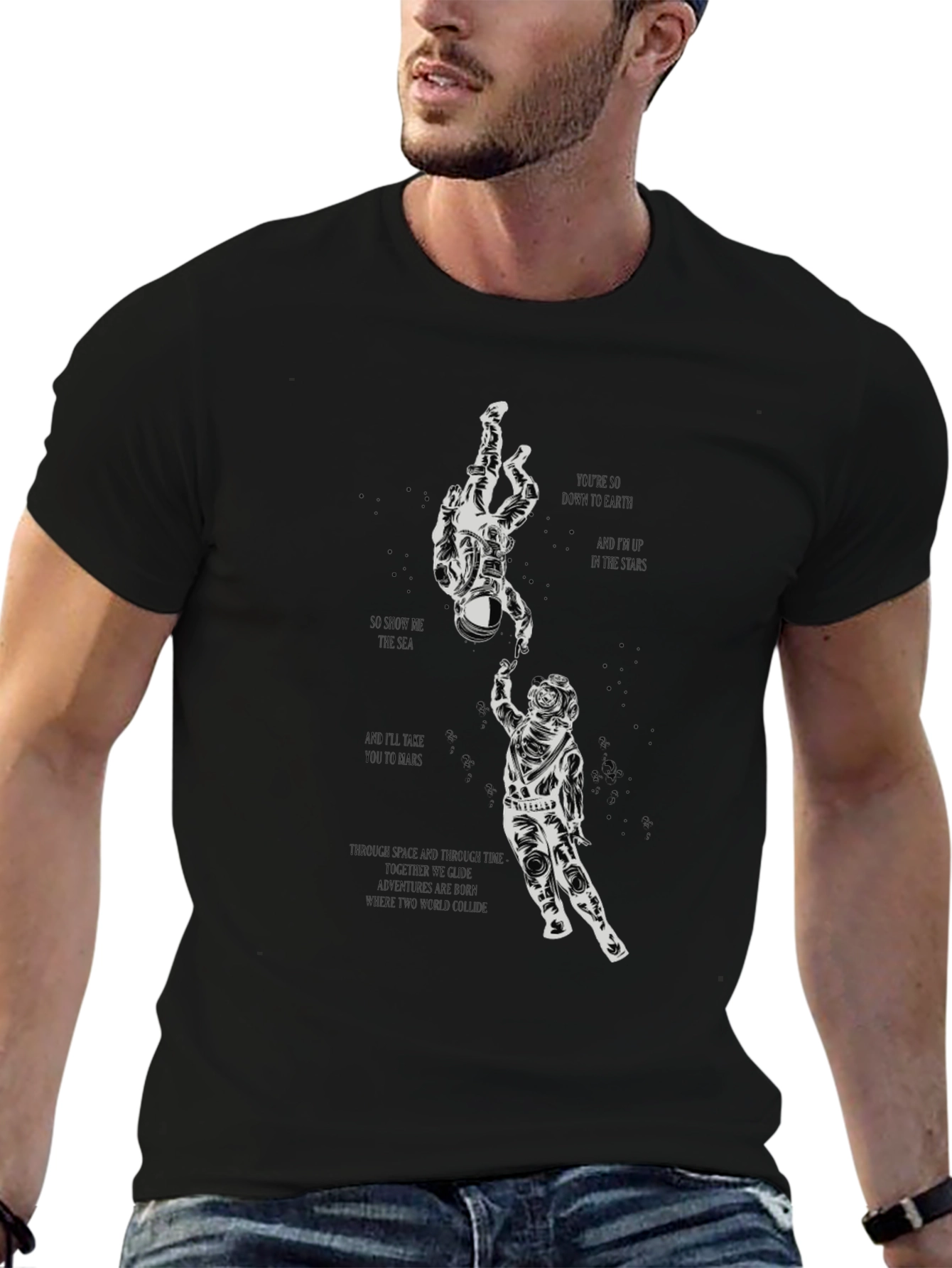 Astronaut Reach Graphic Tee - Space Lovers T-Shirt