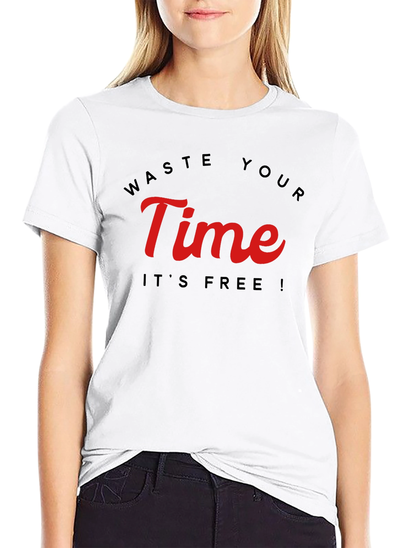 Waste Your Time Graphic Tee - Black Cotton