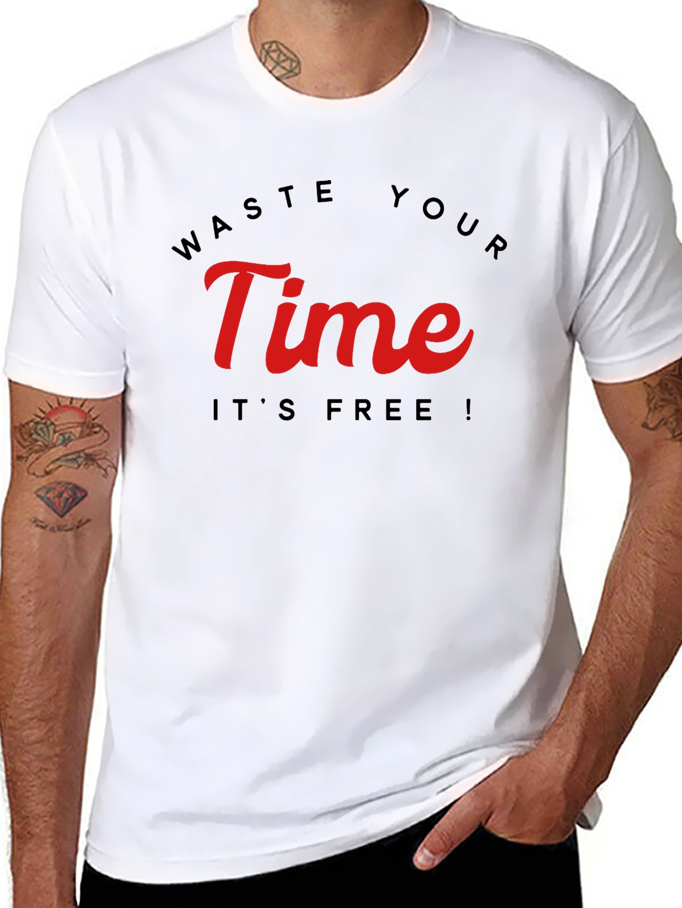 Waste Your Time Graphic Tee - Black Cotton