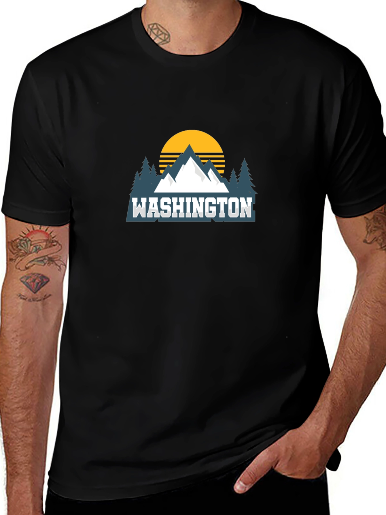 Washington Mountain Graphic Tee - Black