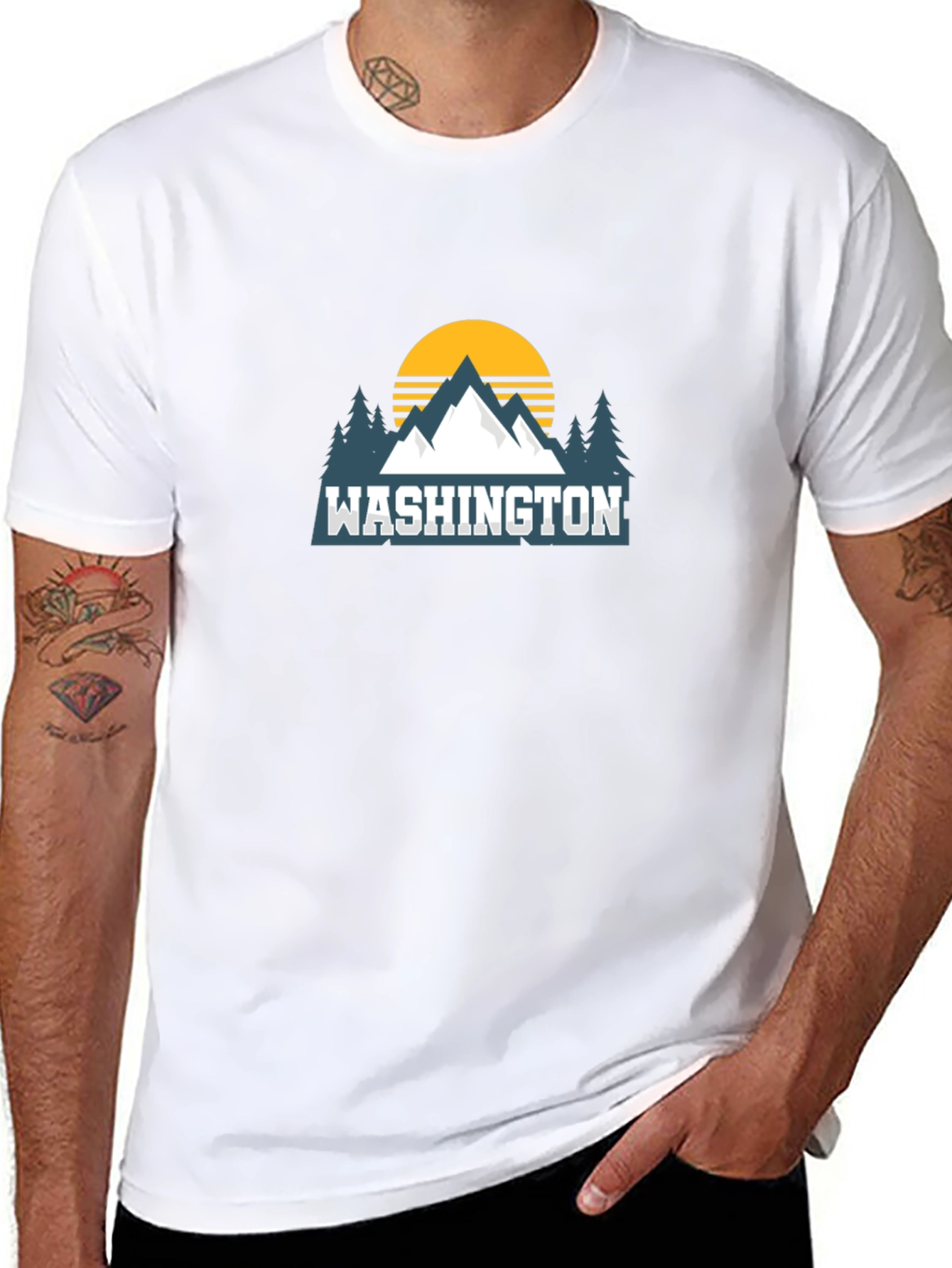 Washington Mountain Graphic Tee - Black