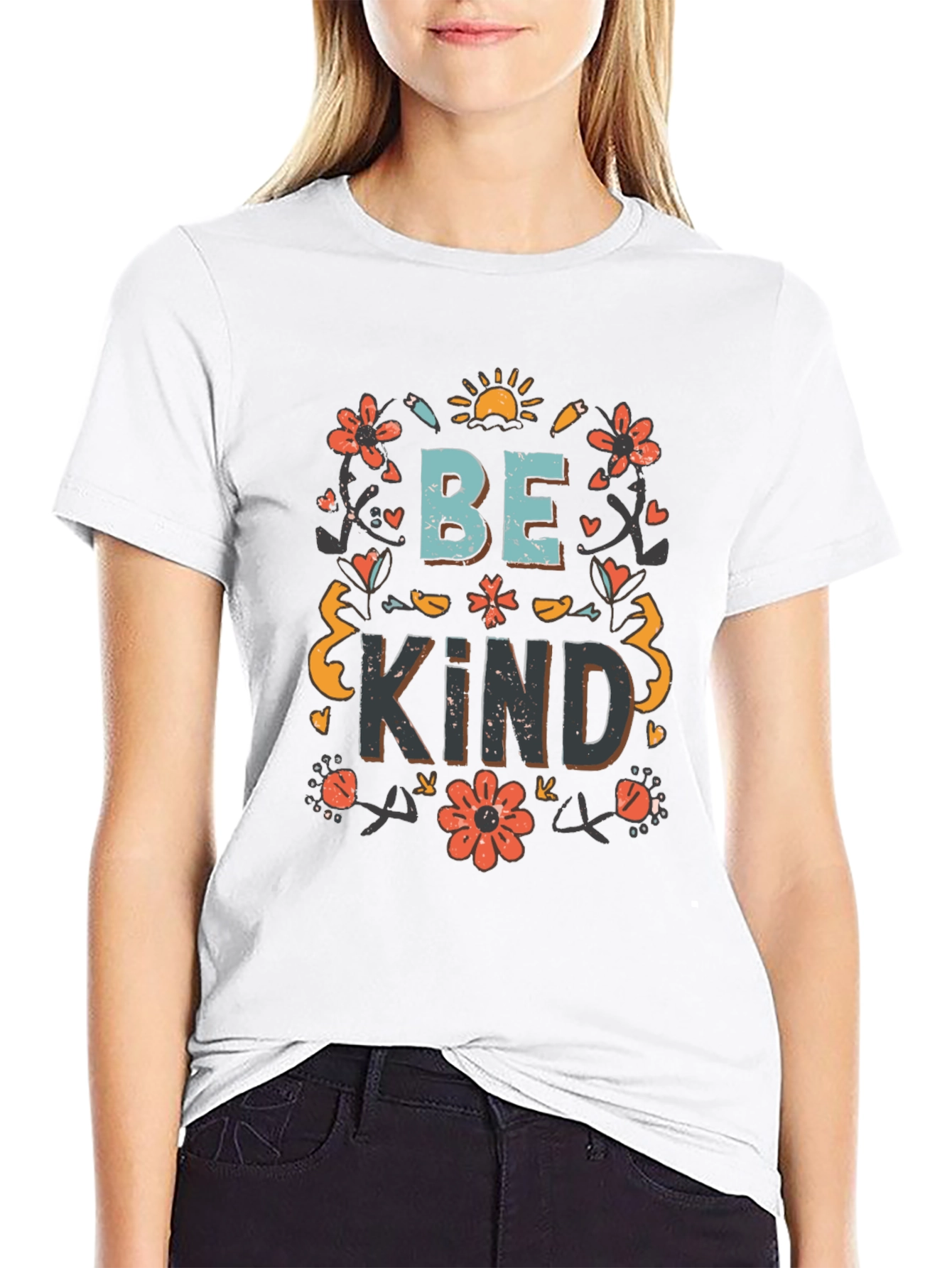 Be Kind Floral Graphic Tee - Soft Cotton