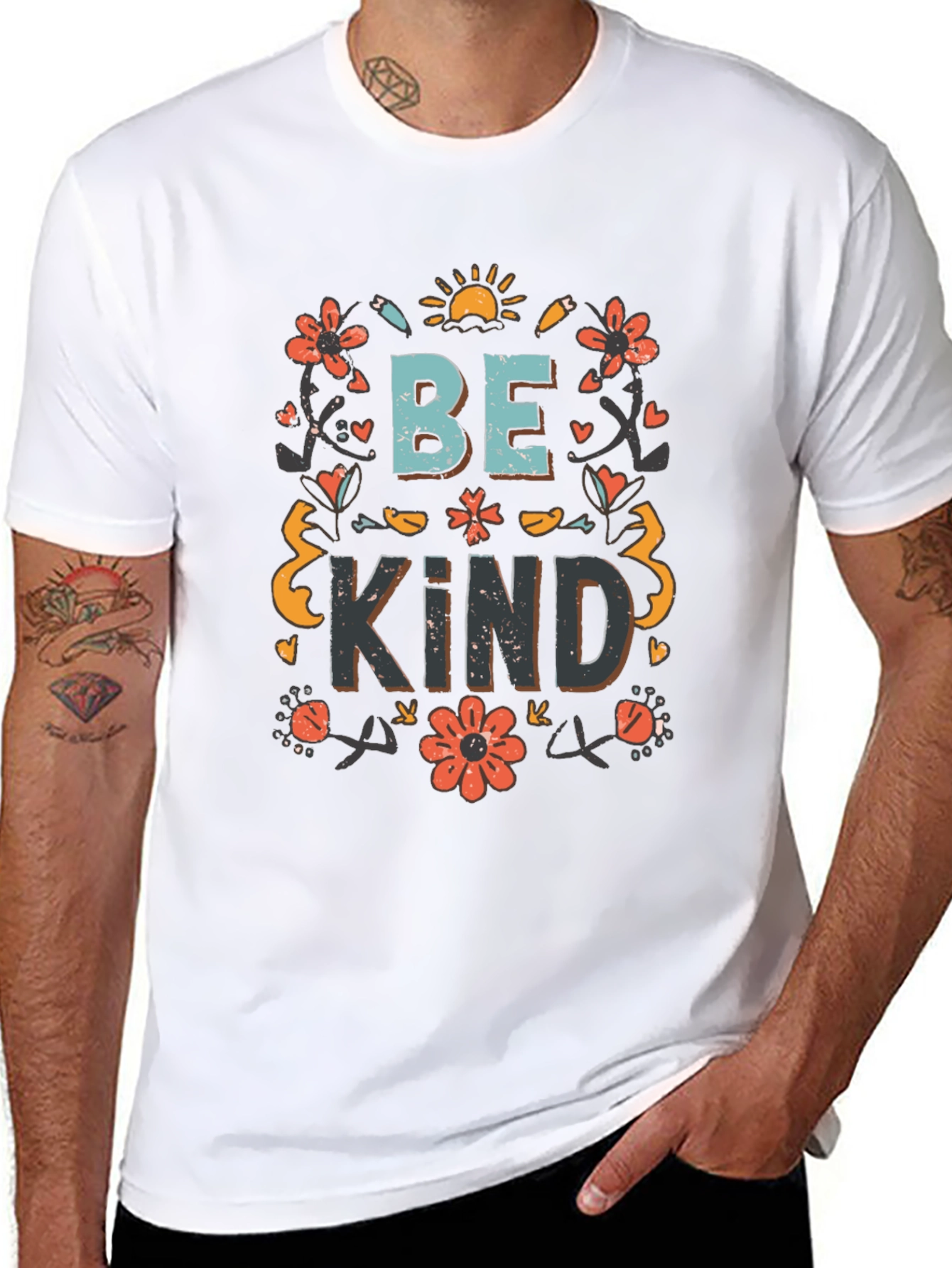 Be Kind Floral Graphic Tee - Soft Cotton