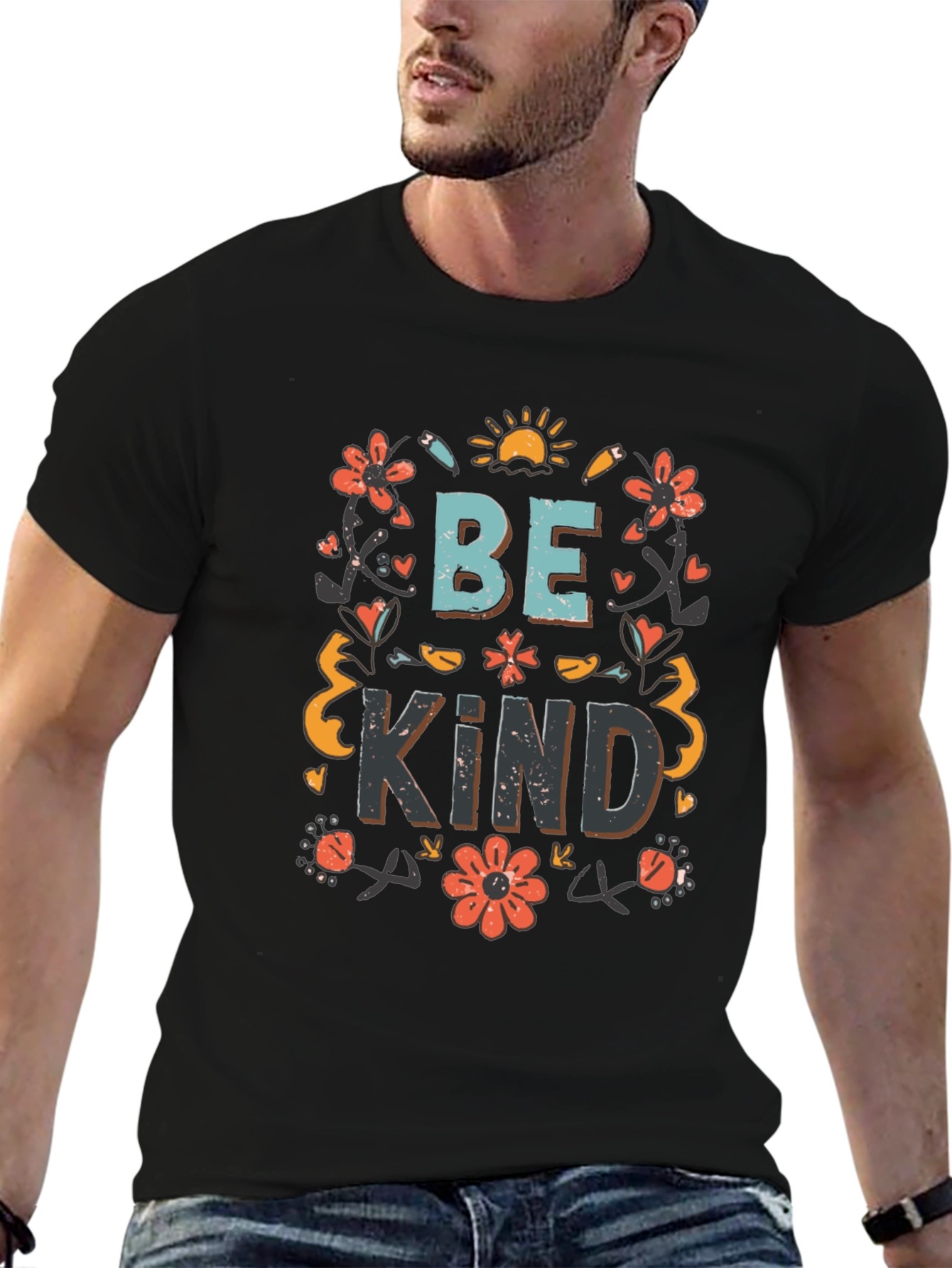 Be Kind Floral Graphic Tee - Soft Cotton