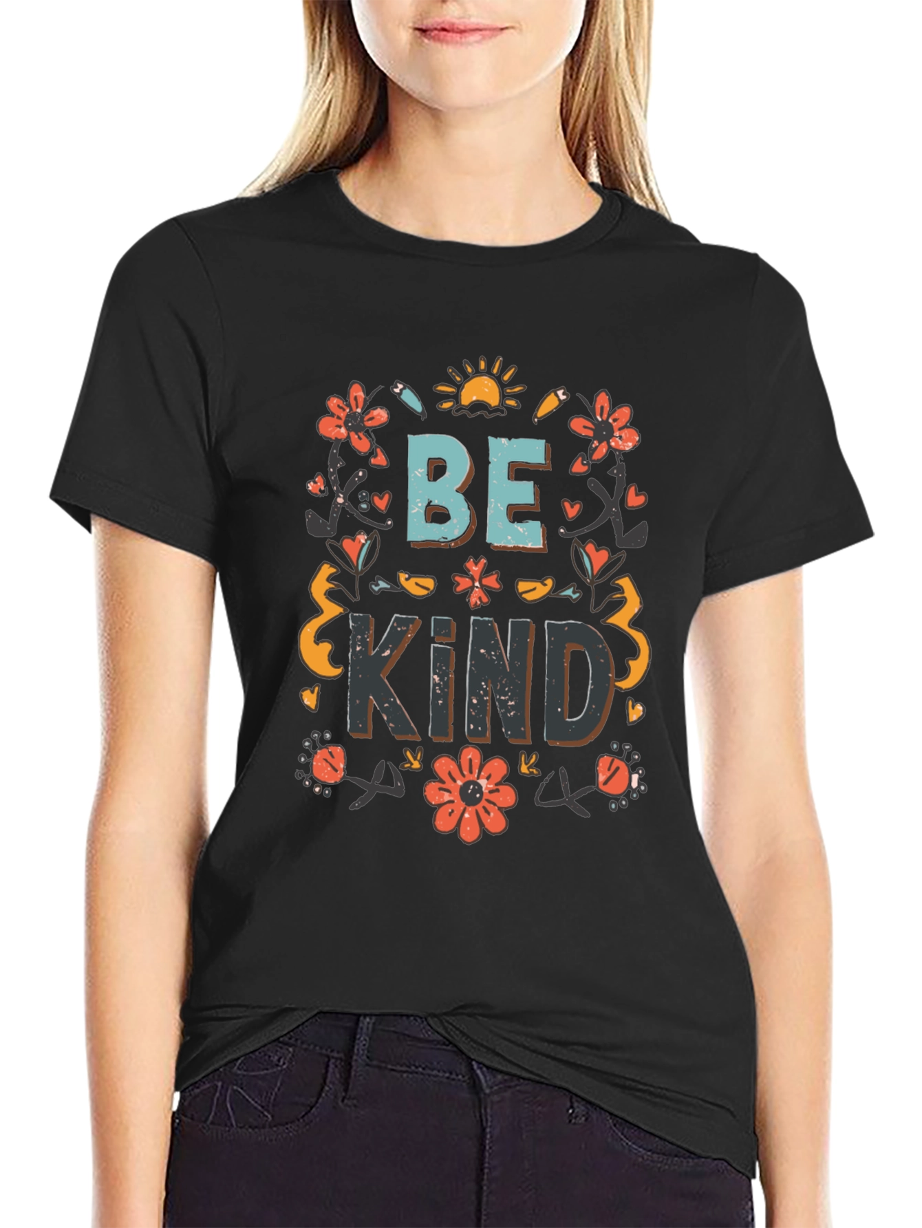 Be Kind Floral Graphic Tee - Soft Cotton
