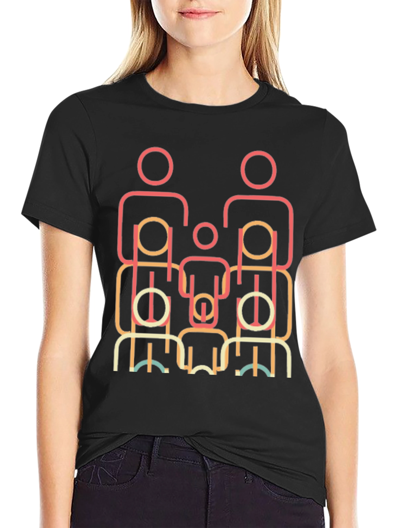 Abstract Family Graphic T-Shirt - Unique Design