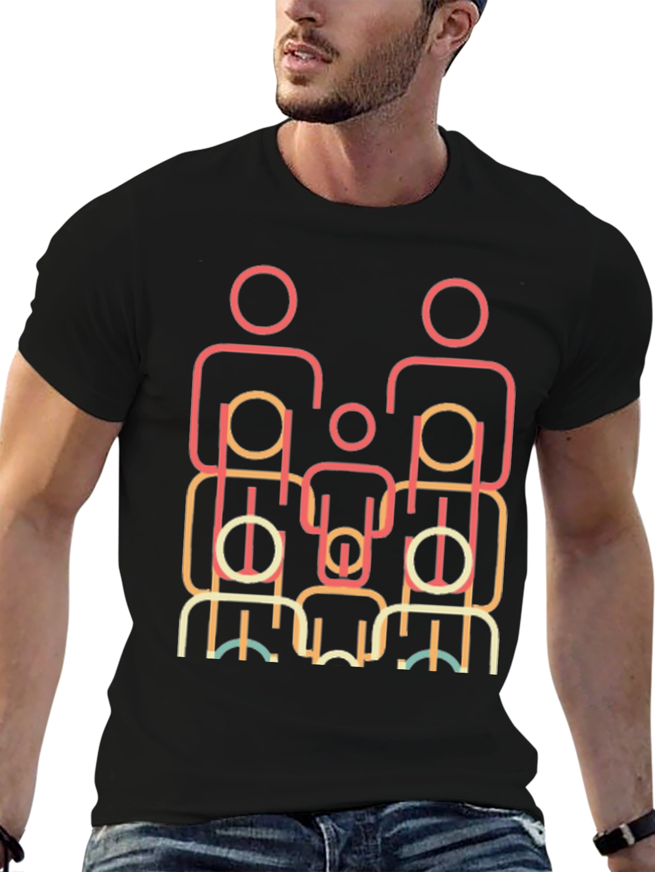 Abstract Family Graphic T-Shirt - Unique Design